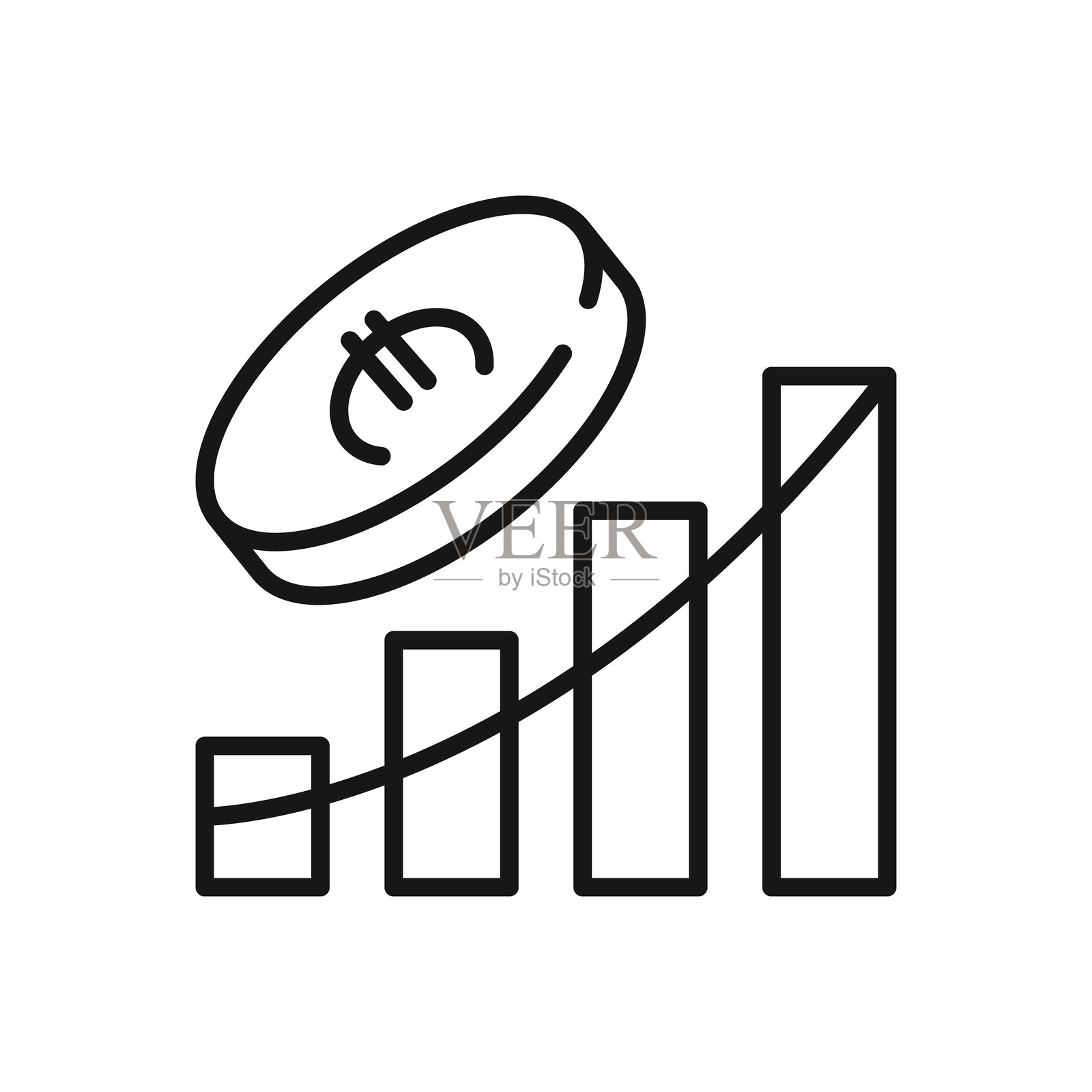 欧元硬币与柱状图的财务增长插图插画图片素材