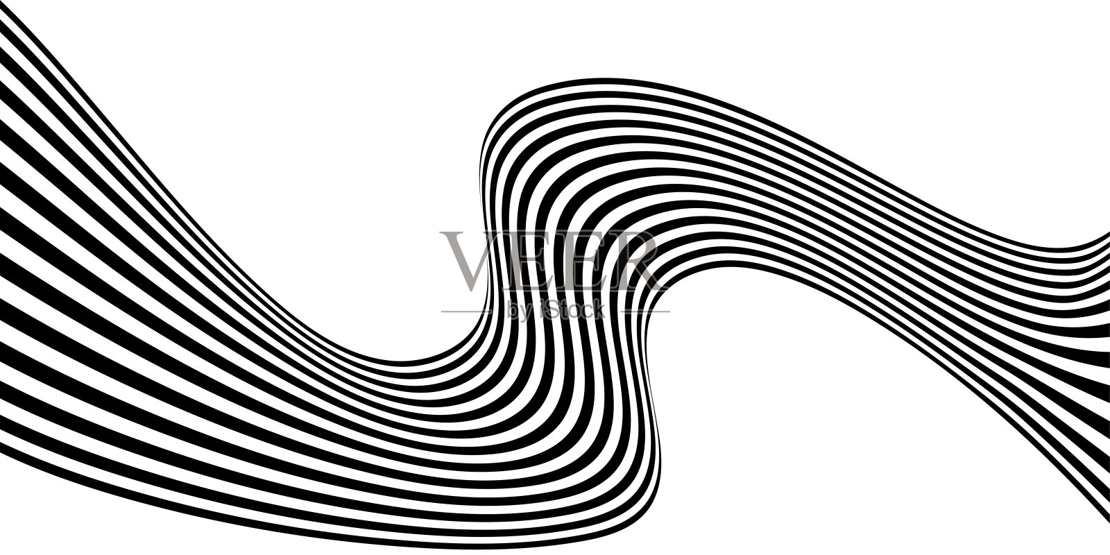 动态的黑白波浪线条形成抽象的视觉图案插画图片素材