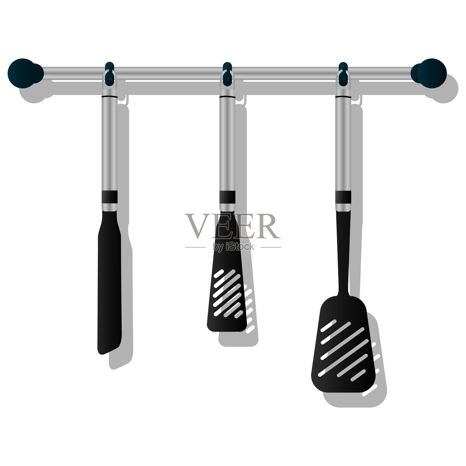 逼真的厨房用具。厨房铲子。矢量插图。插画图片素材