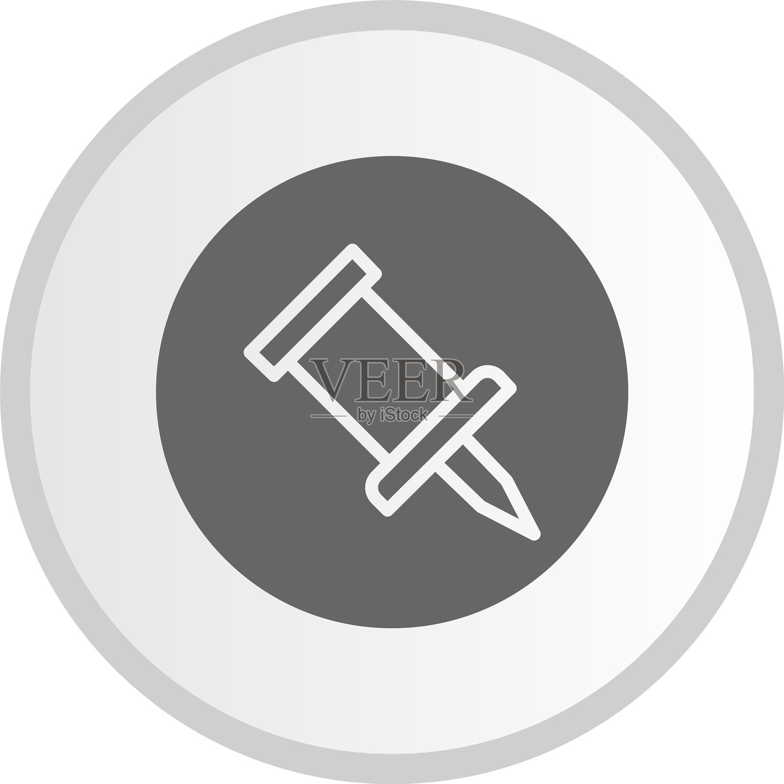 灰色图标的图钉符号圆形插画图片素材