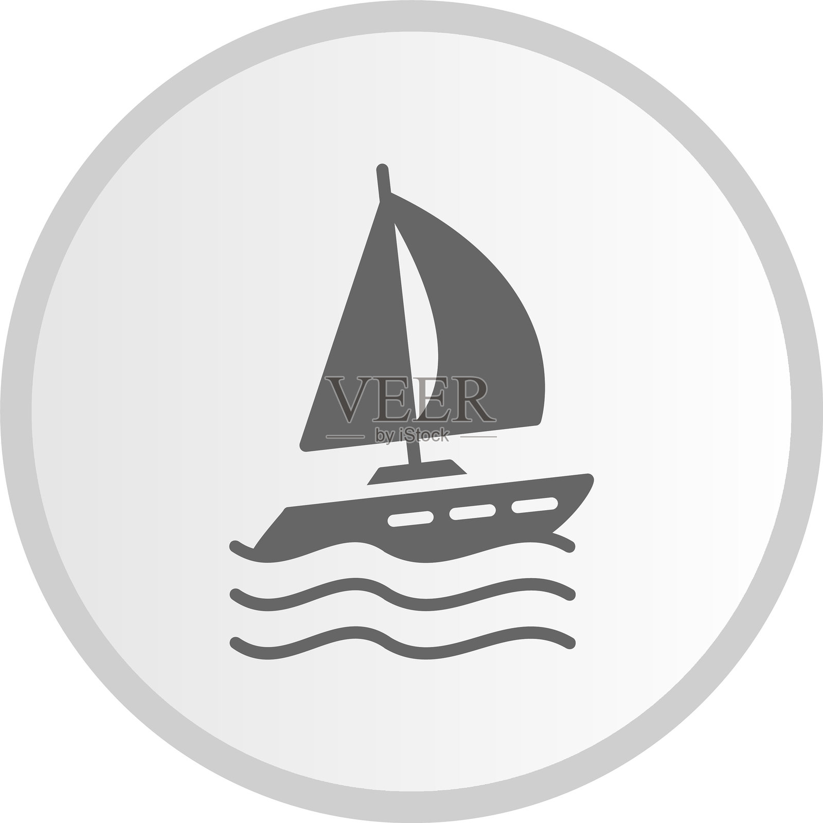 船舶图标圆形灰色图标插画图片素材