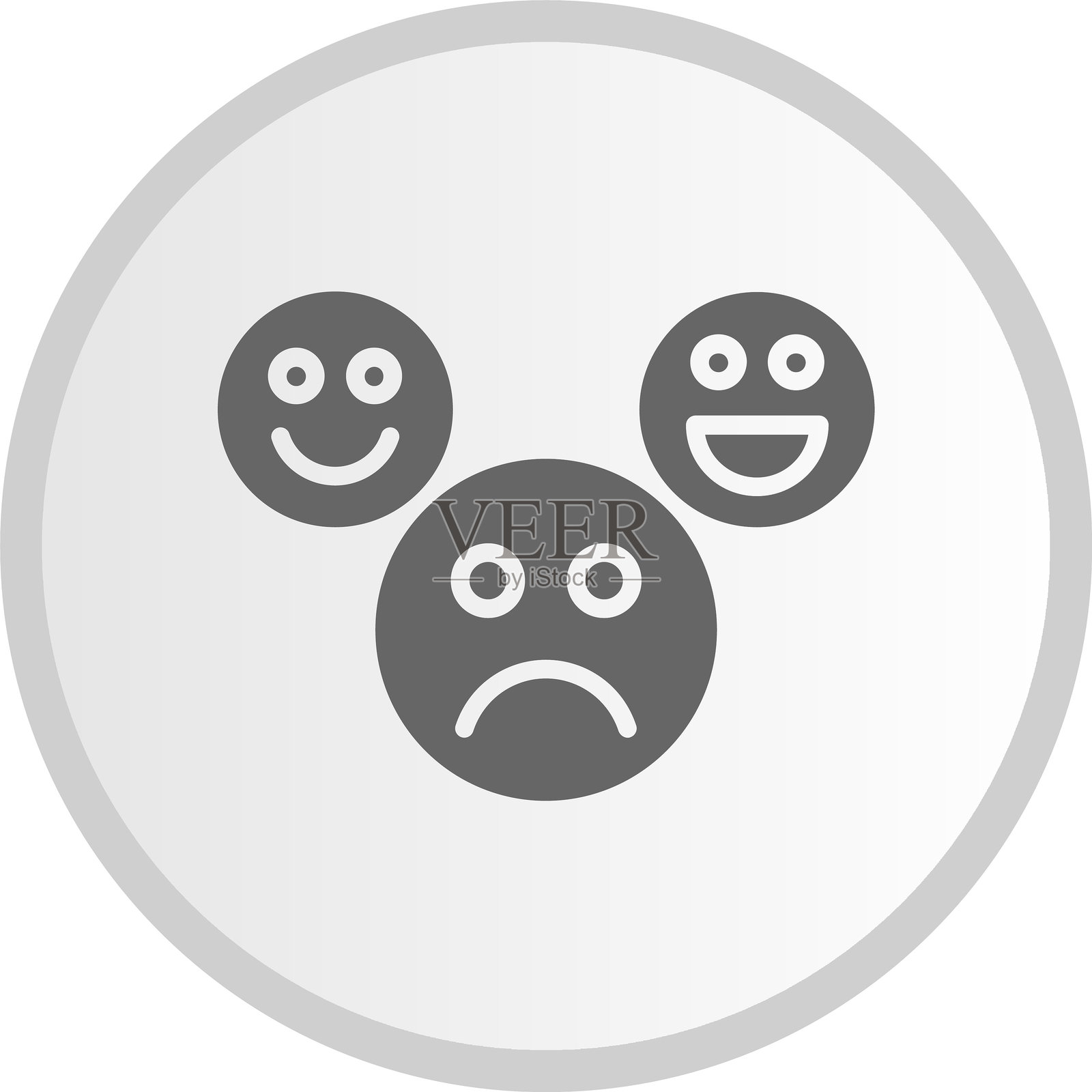 情感图标圆形灰色图标插画图片素材