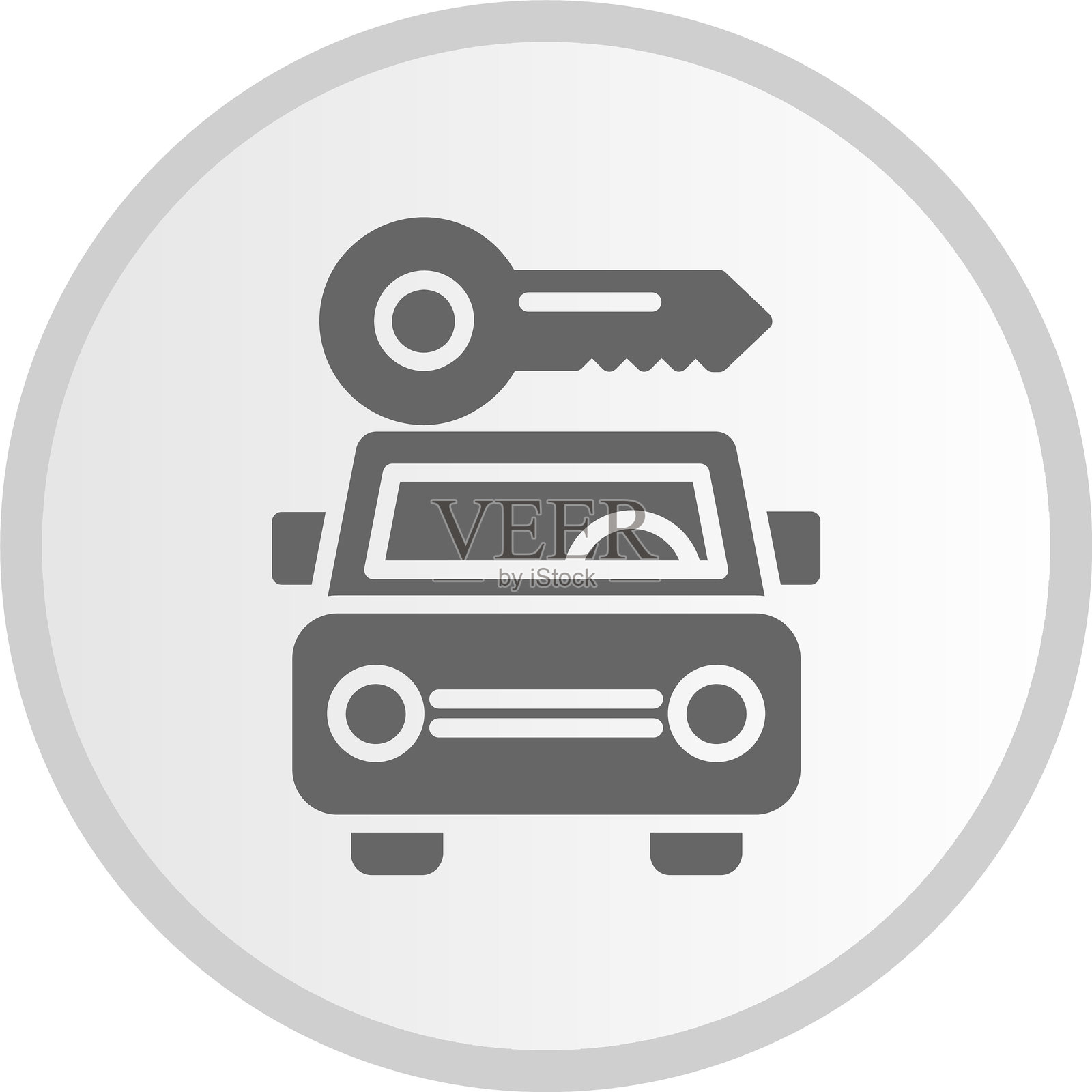 汽车租赁图标灰色圆形插画图片素材