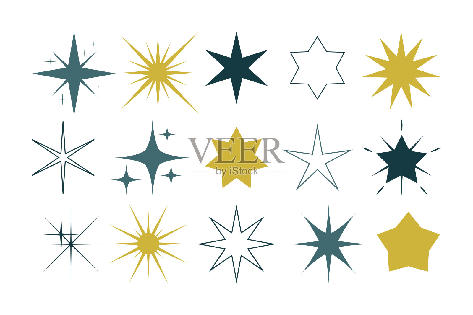 闪亮星星图标集插画图片素材