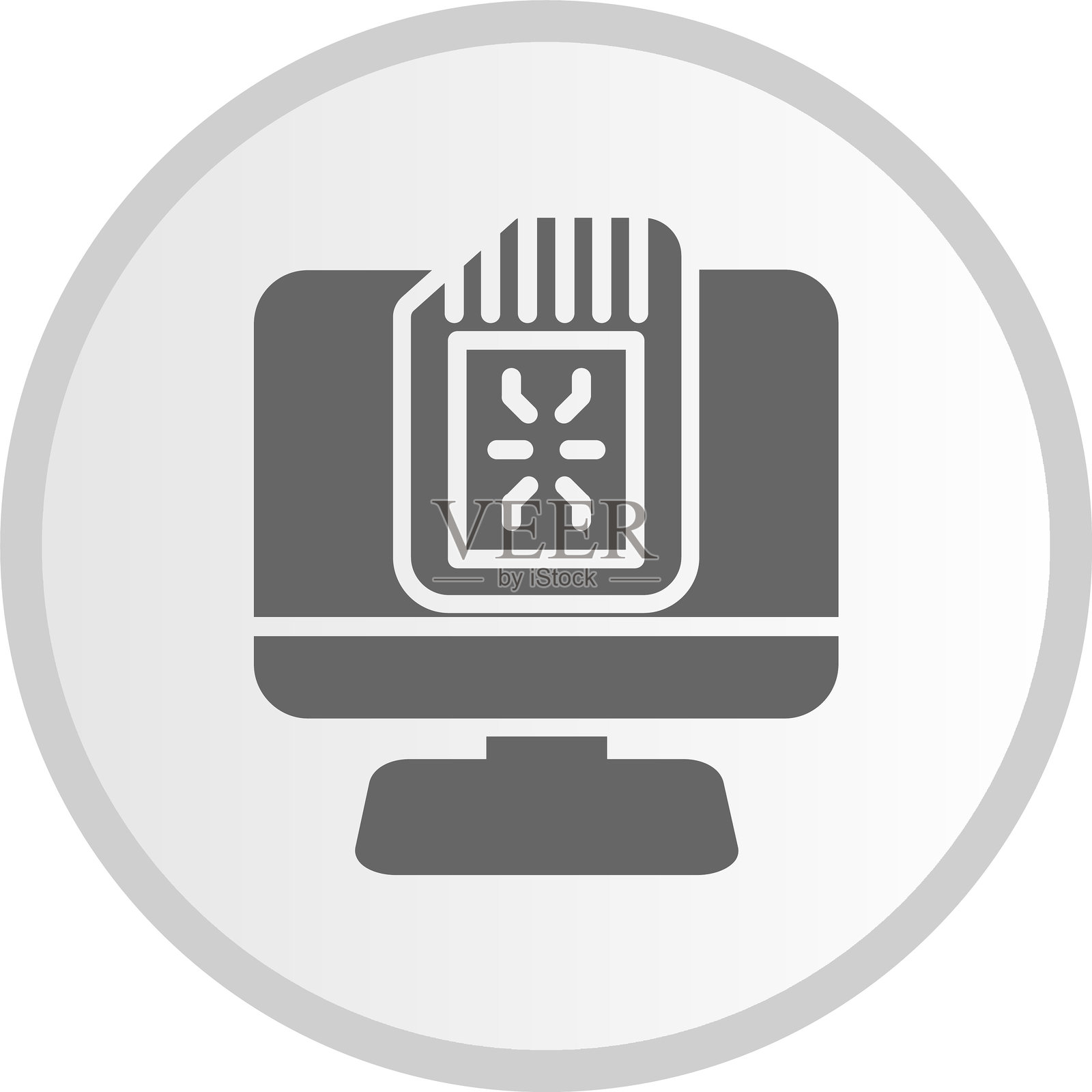 屏幕图标圆形灰色图标插画图片素材