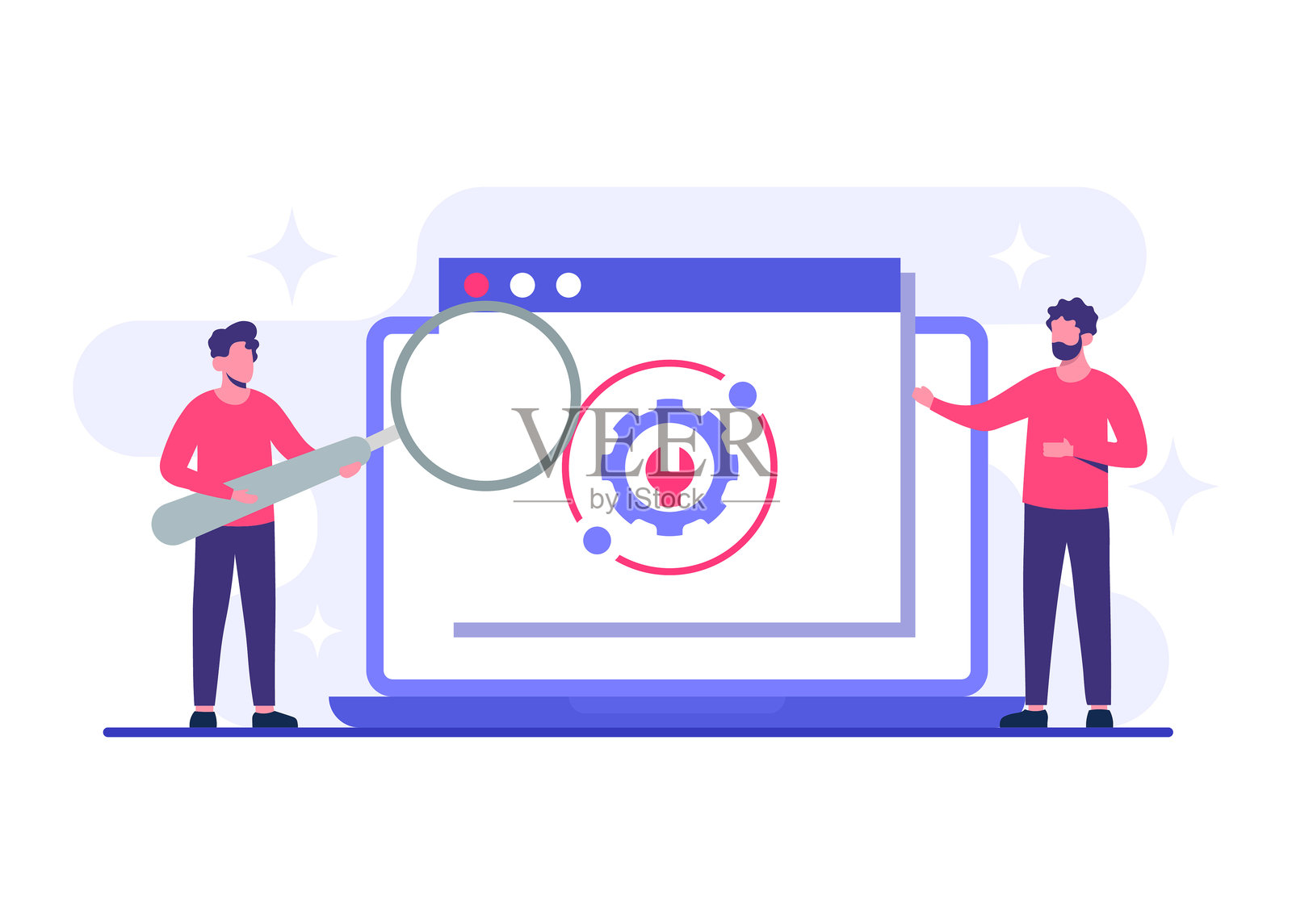 系统维护扁平矢量插图，错误，修复故障，设备更新，软件系统维护中，设备上的软件升级过程，人们更新操作系统插画图片素材