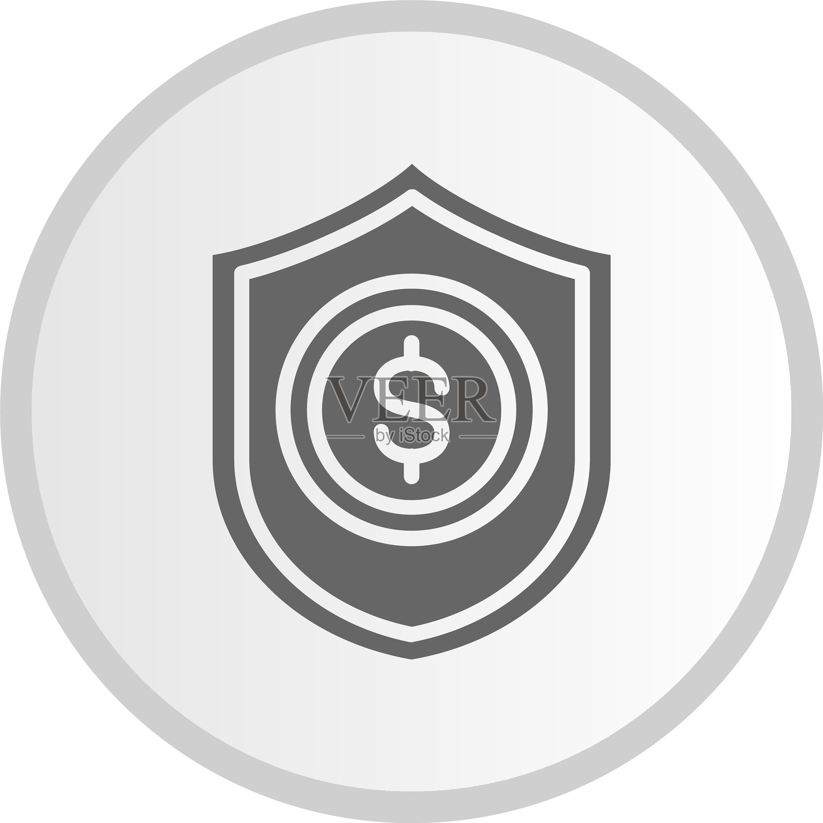 灰色盾形符号圆形图标插画图片素材