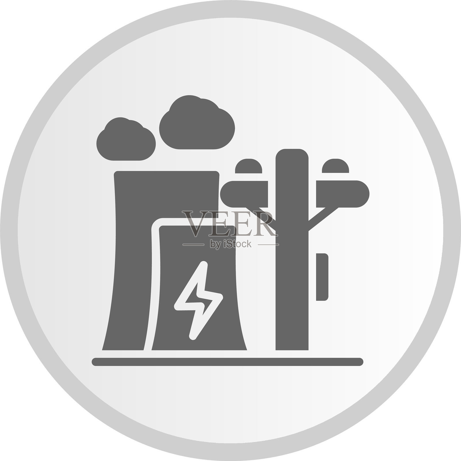 电厂图标灰色圆形图案插画图片素材