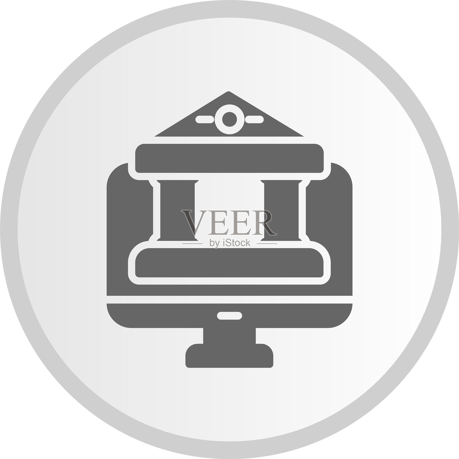 在线法庭图标灰色圆形图案插画图片素材