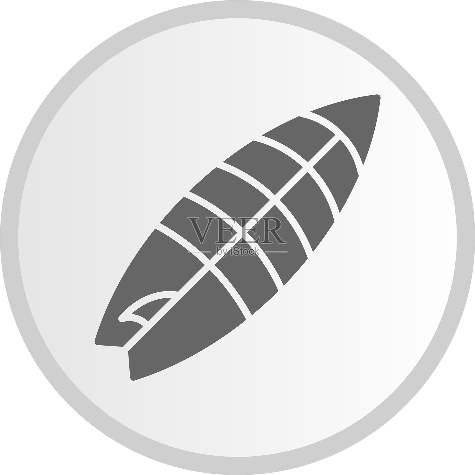 冲浪板图标灰色圆形插画图片素材