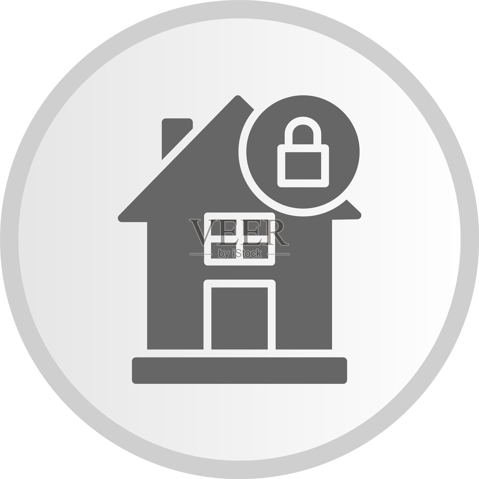 房屋锁定图标灰色圆圈插画图片素材