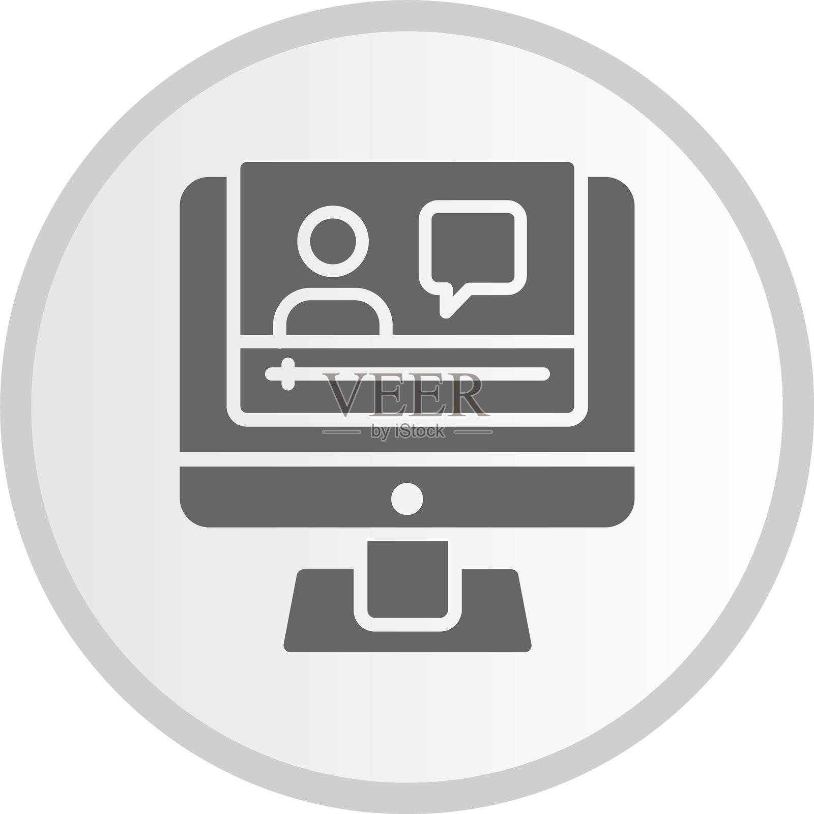 视频博主图标 - 灰色圆形符号插画图片素材