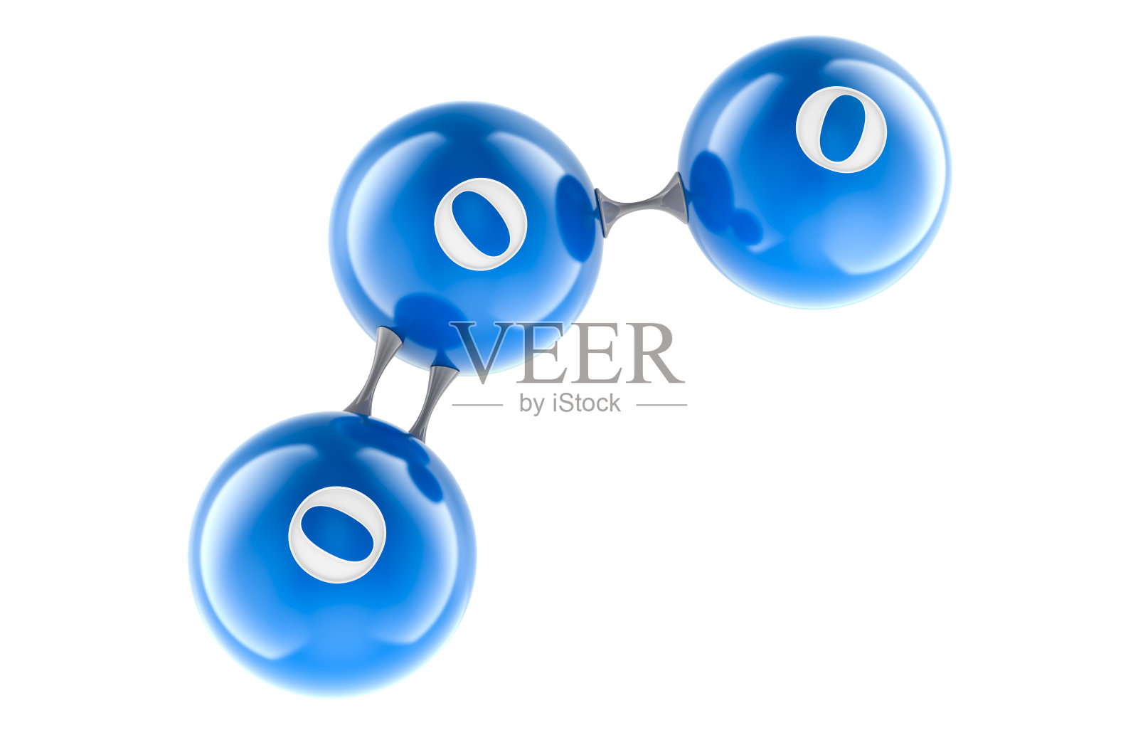 O3臭氧分子。蓝色，3D渲染。照片摄影图片
