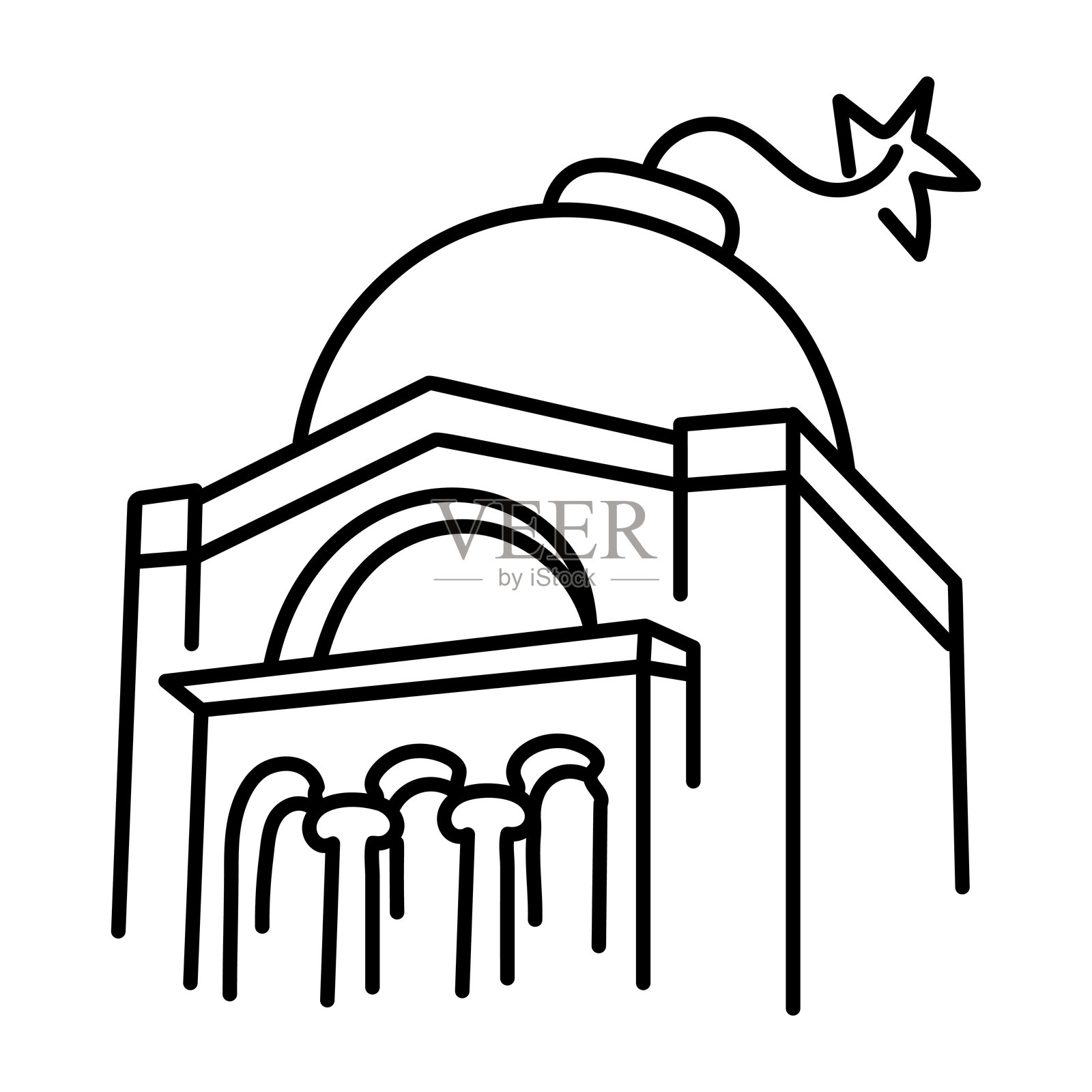 拉谢兹公墓的涂鸦风格图标插画图片素材