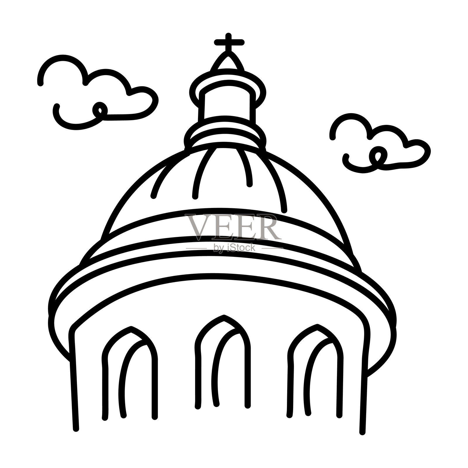 一幅模糊的圣心大教堂图标插画图片素材