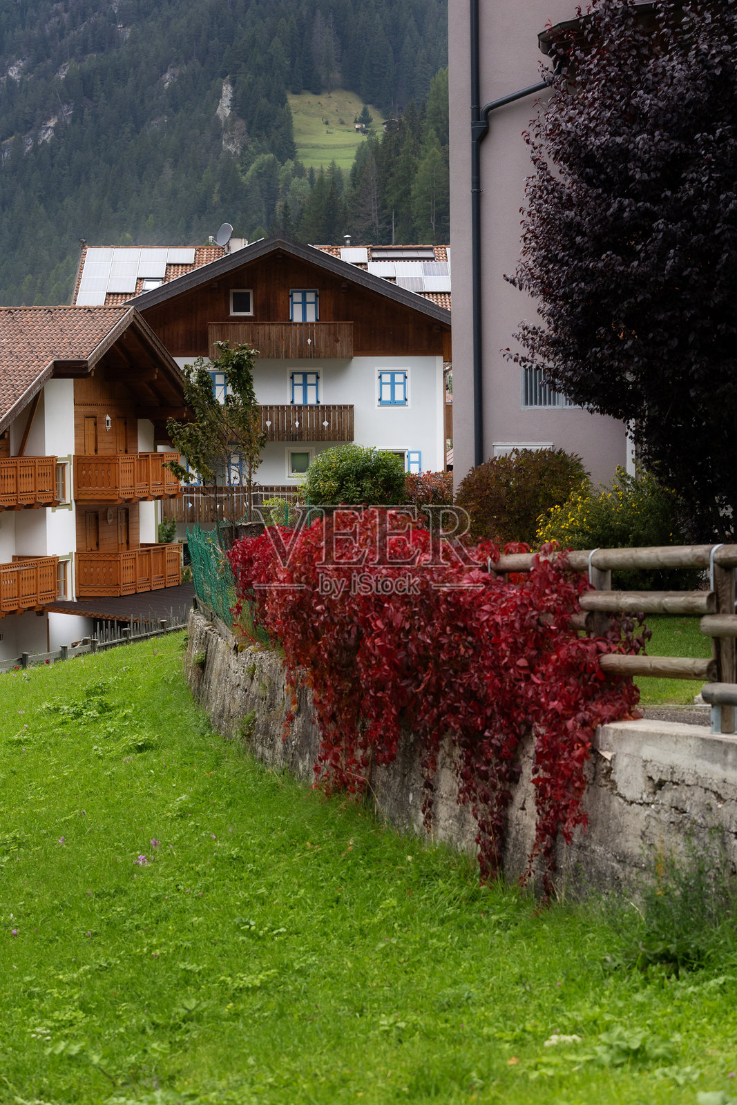 意大利法萨谷和卡纳泽伊村的夏天照片摄影图片