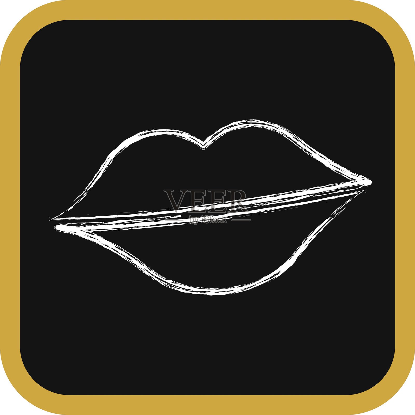 图标嘴唇。圣帕特里克节庆祝元素。粉笔风格的图标。适合印刷、海报、标志、派对装饰、贺卡等。插画图片素材