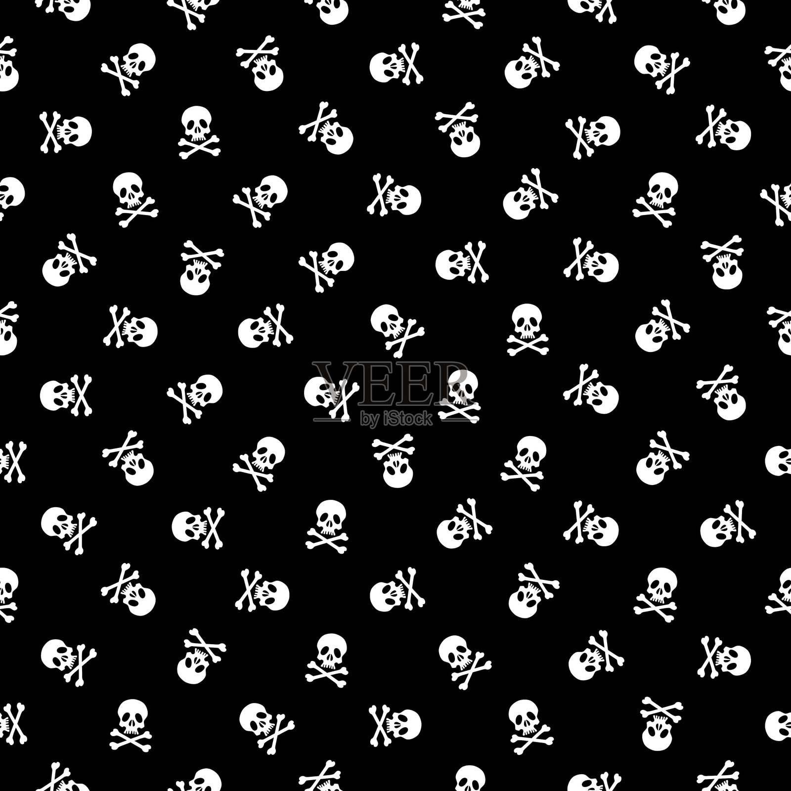迷你骷髅与交叉骨无缝图案插画图片素材