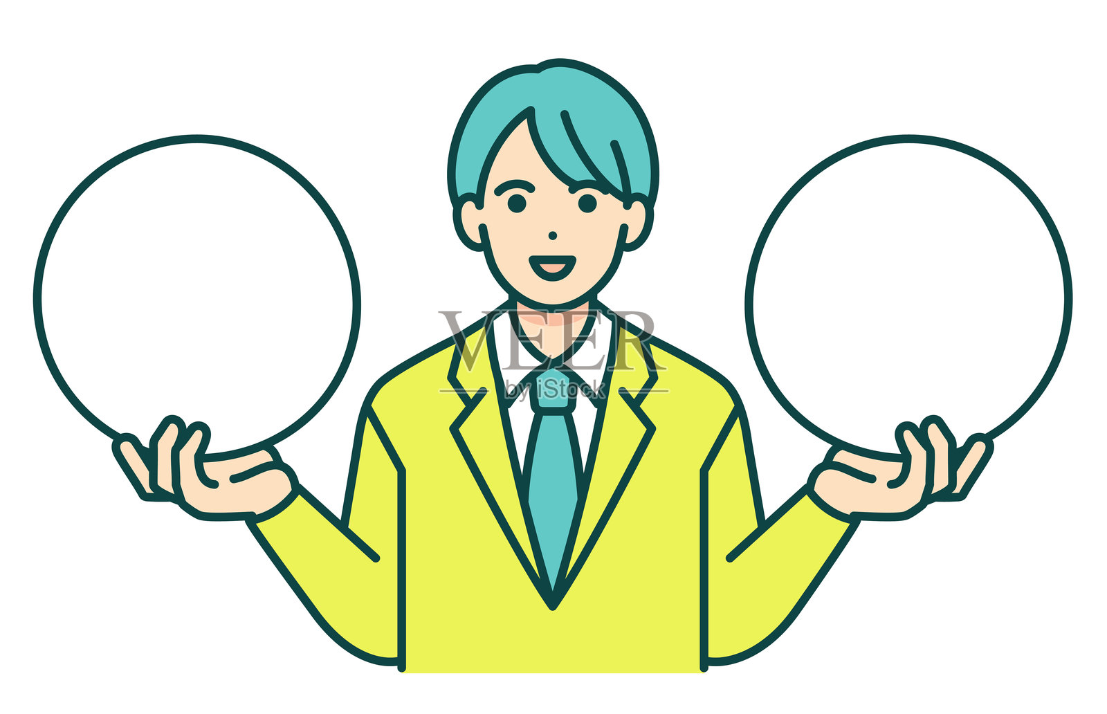 两个选择。穿着校服的高中男生进行比较的矢量插图。插画图片素材