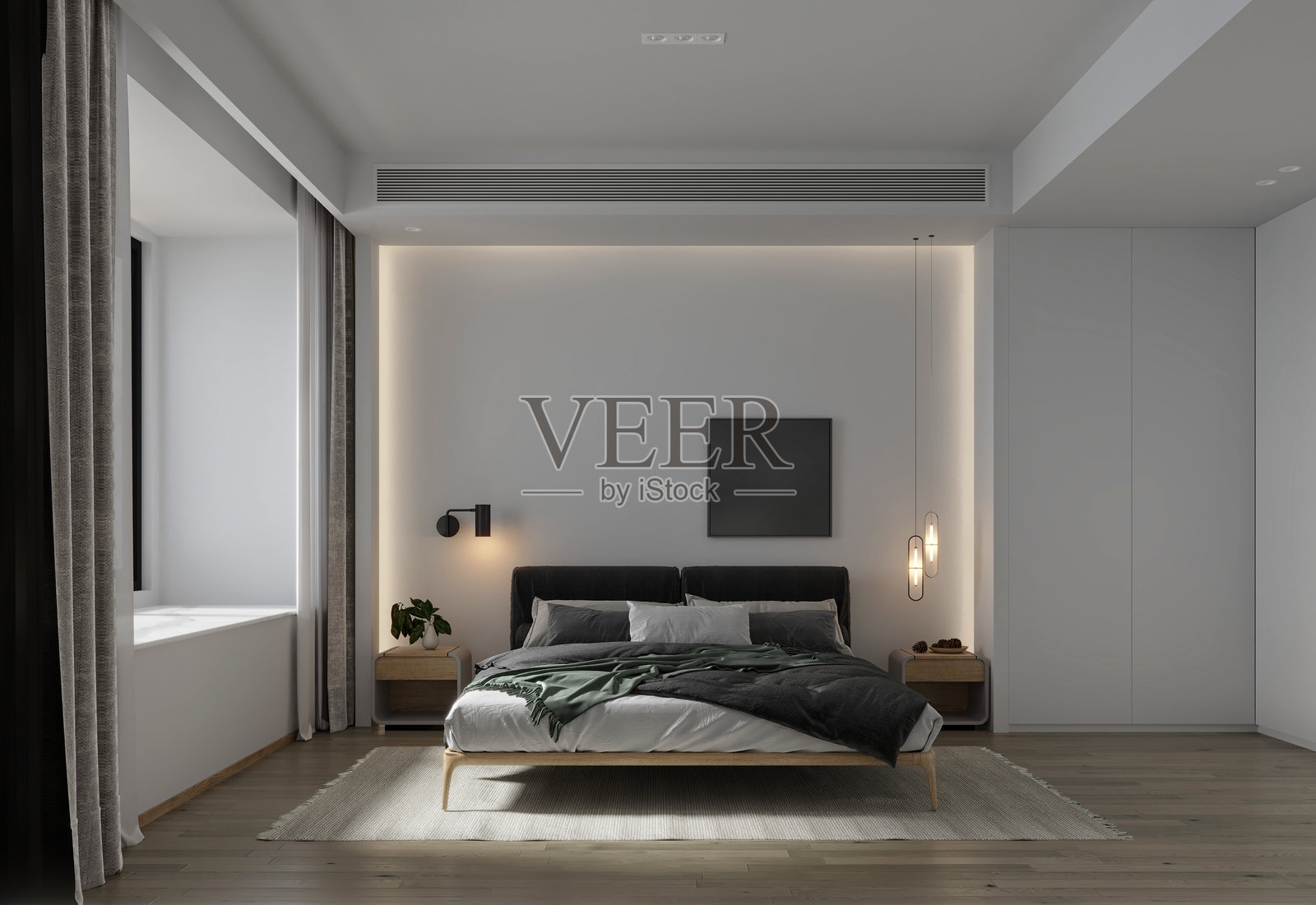 酒店房间的3D渲染图照片摄影图片