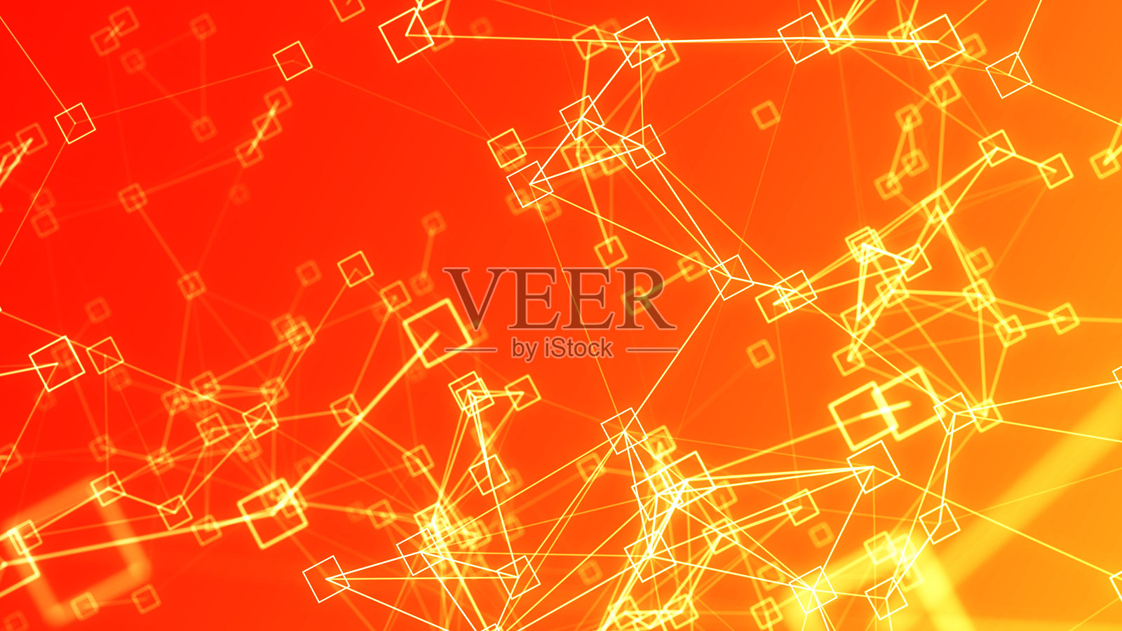 闪亮的动画霓虹线条和方形图形，孤立在黑色背景上。社交媒体、互联网、移动、网络、科技概念。照片摄影图片