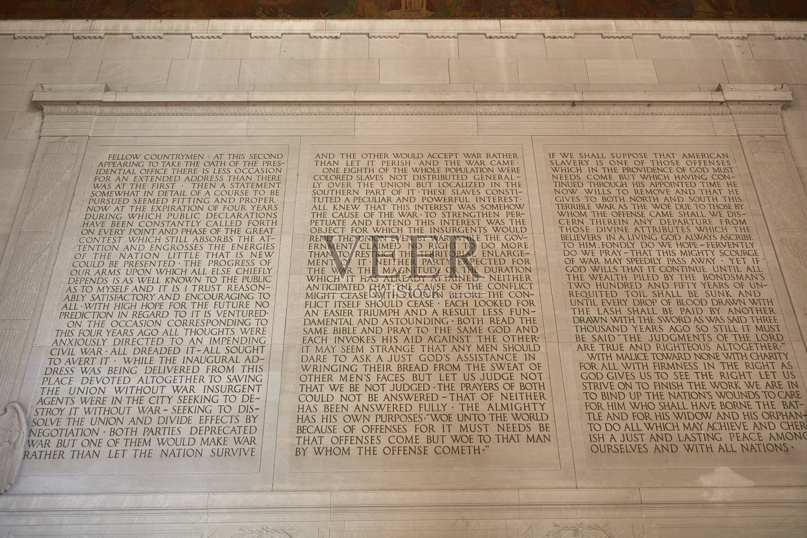 林肯纪念堂 - 亚伯拉罕·林肯的演讲雕刻在石头上 - 华盛顿特区 - 哥伦比亚 - 2016年10月16日照片摄影图片