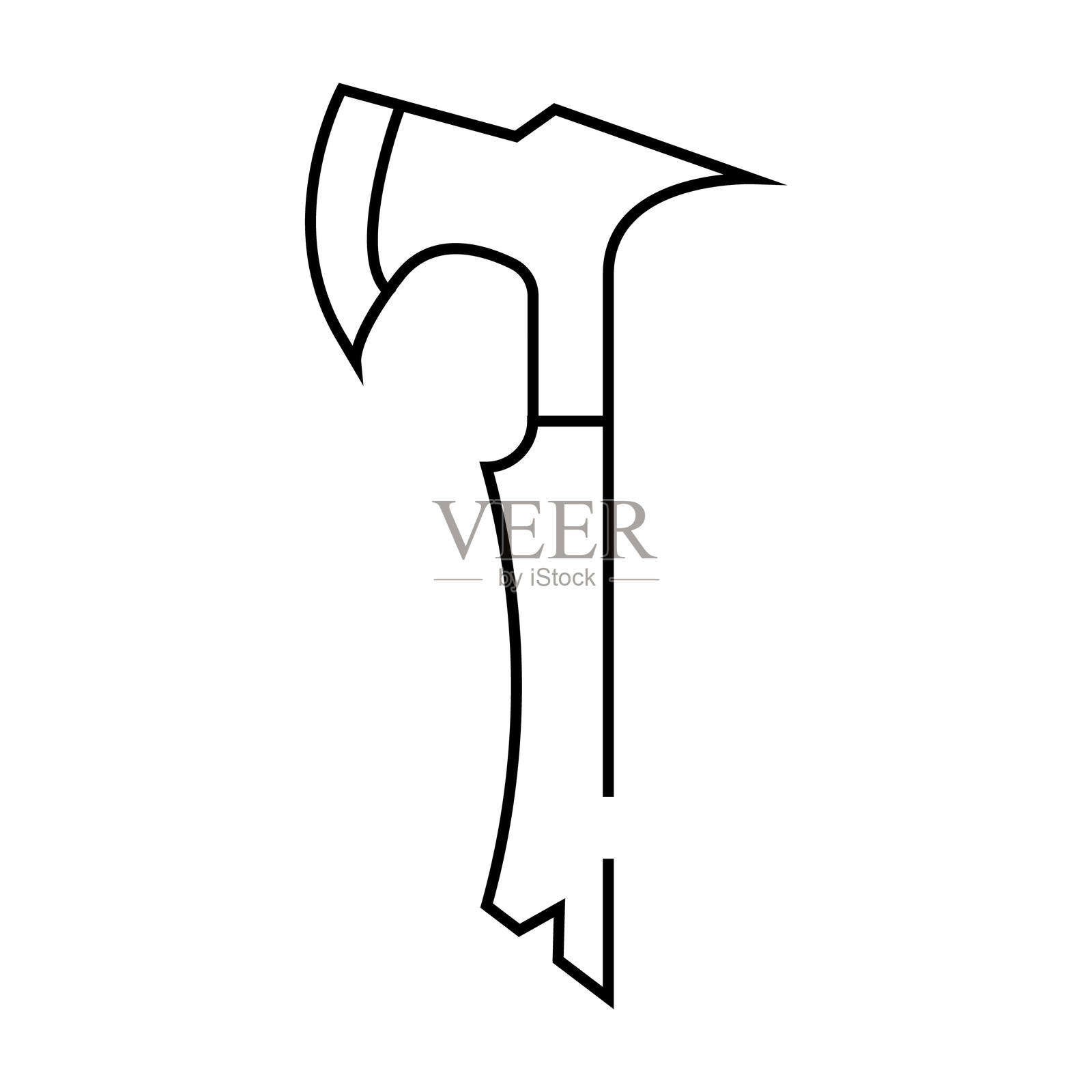战术斧斧线图标矢量插图插画图片素材