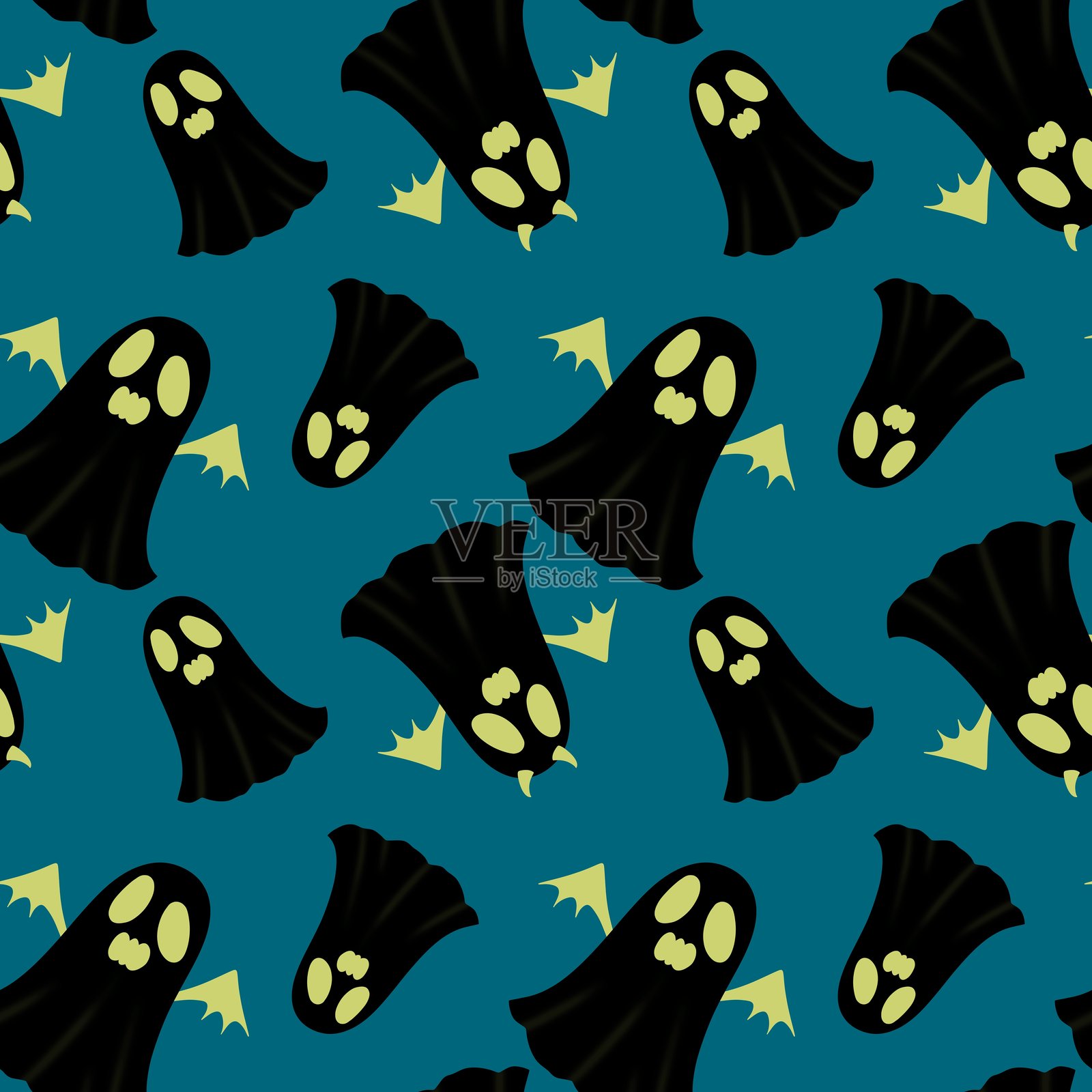 万圣节鬼魂无缝图案，适用于面料、纺织品和包装照片摄影图片