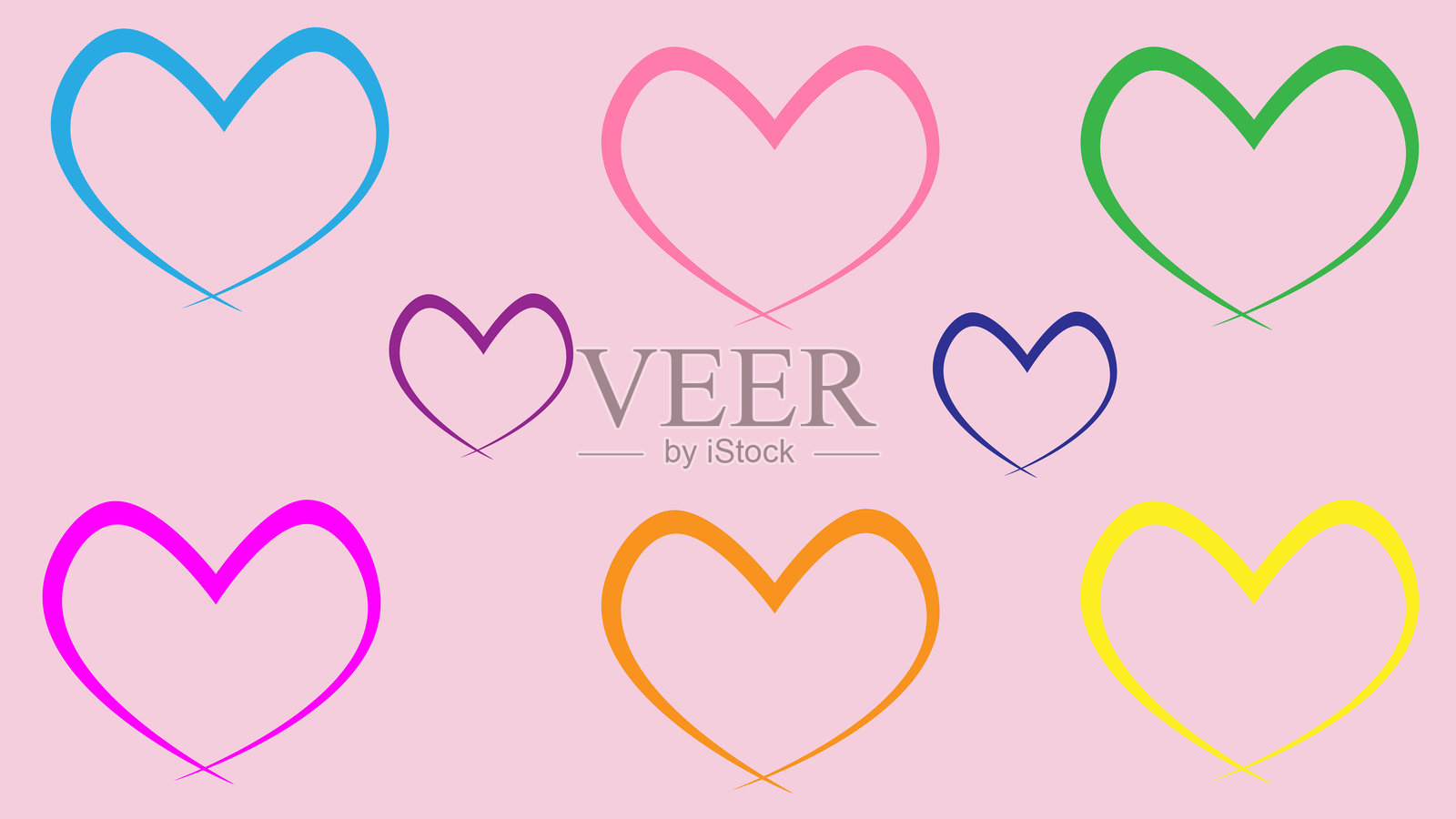 粉色背景与心形图案。情人节为恋人们准备的明亮心形。照片摄影图片