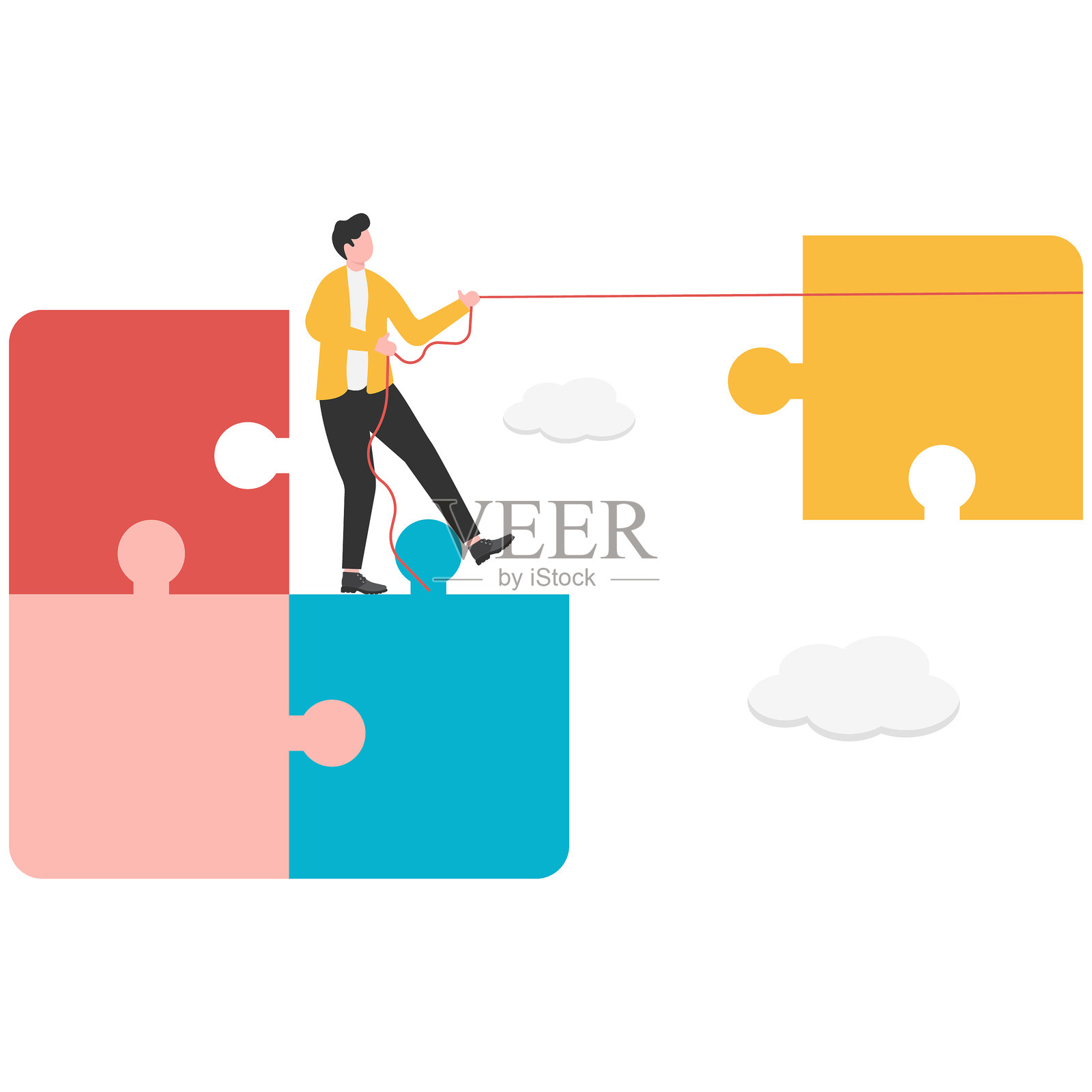 缺失的拼图，创业，吸引新员工，团队合作或团队问题解决，人力资源管理，插画图片素材