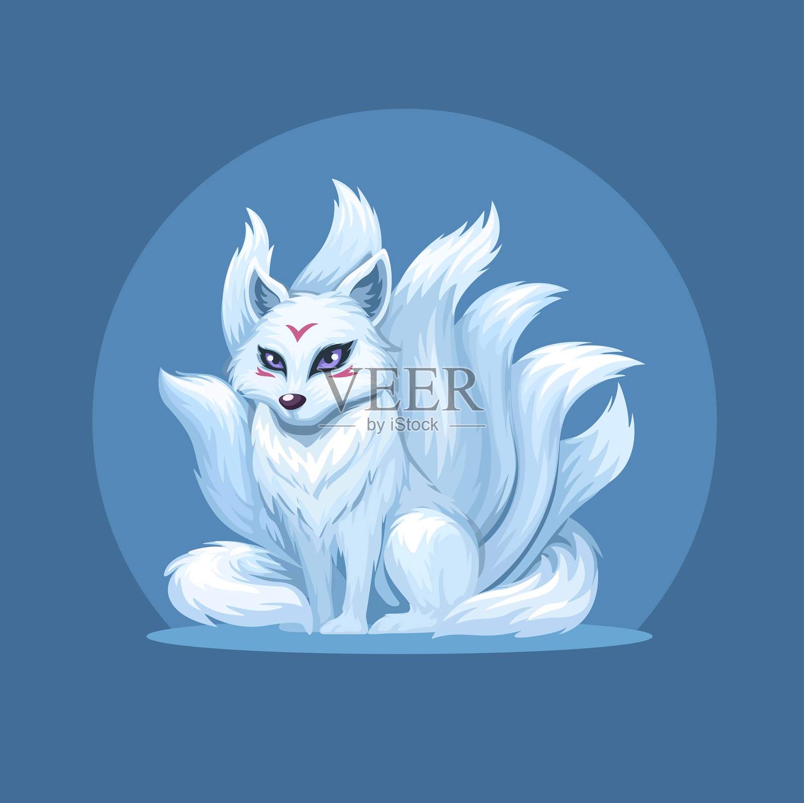 九尾狐神话生物卡通插图矢量图插画图片素材