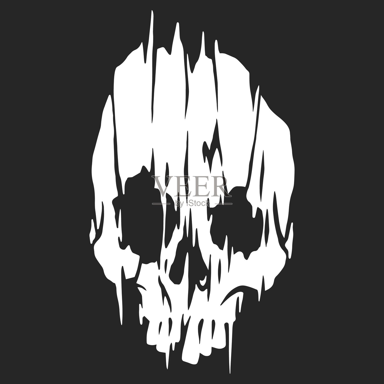 黑色背景上的抽象白色骷髅设计插画图片素材