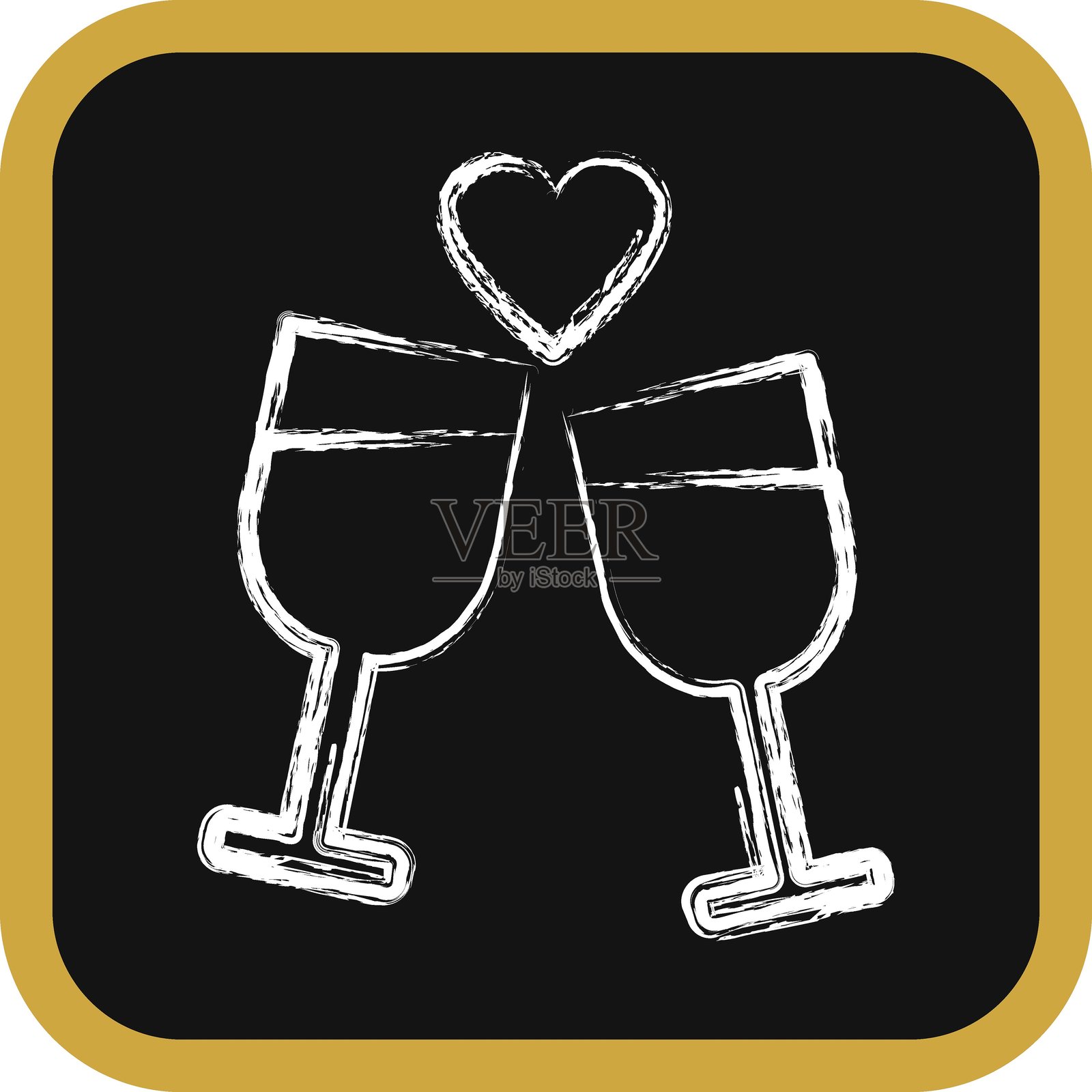 浪漫约会图标。情人节庆祝元素。粉笔风格的图标。适合印刷、海报、标志、派对装饰、贺卡等。插画图片素材