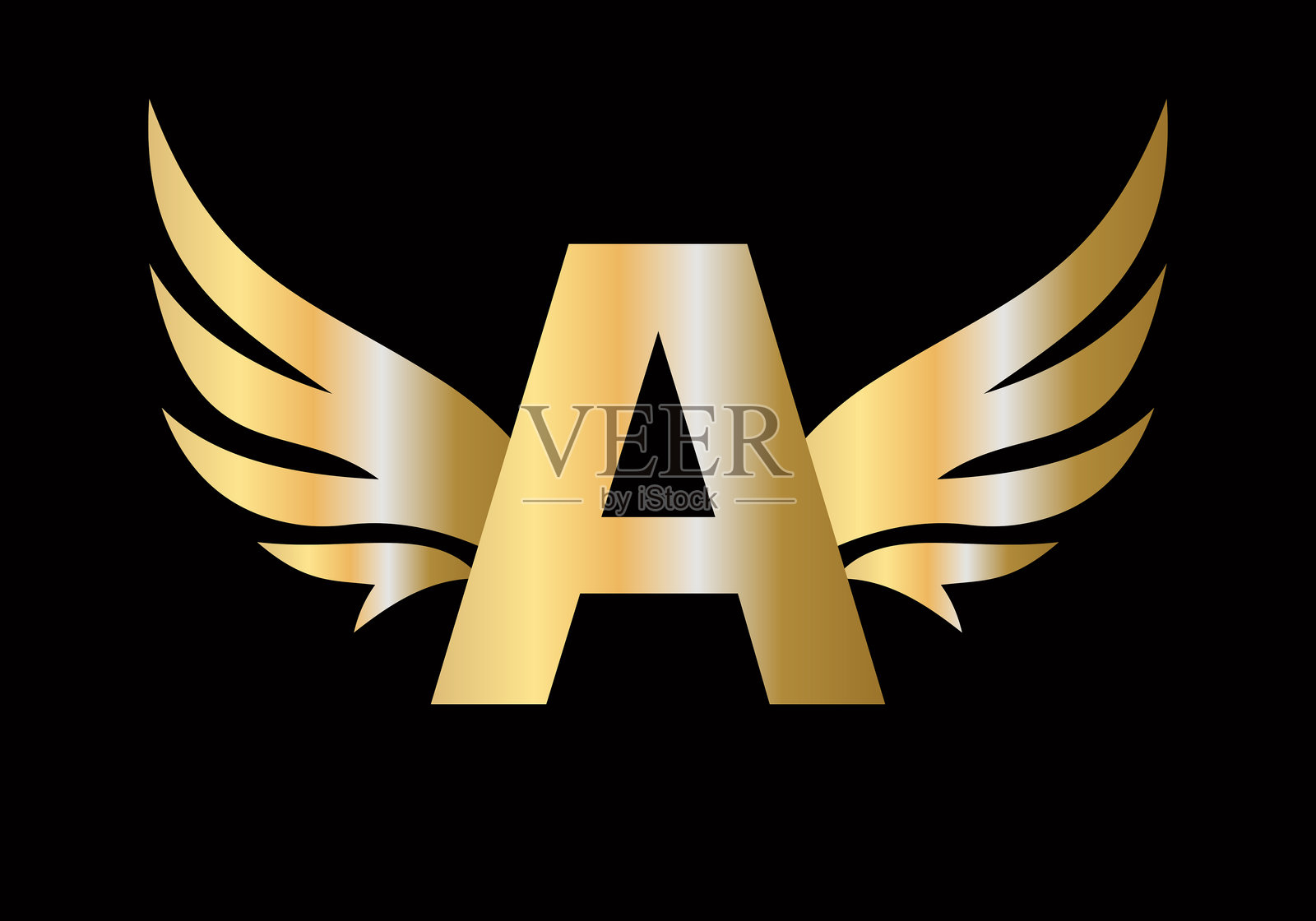 字母A翅膀logo设计概念，带有翅膀符号的矢量标志插画图片素材