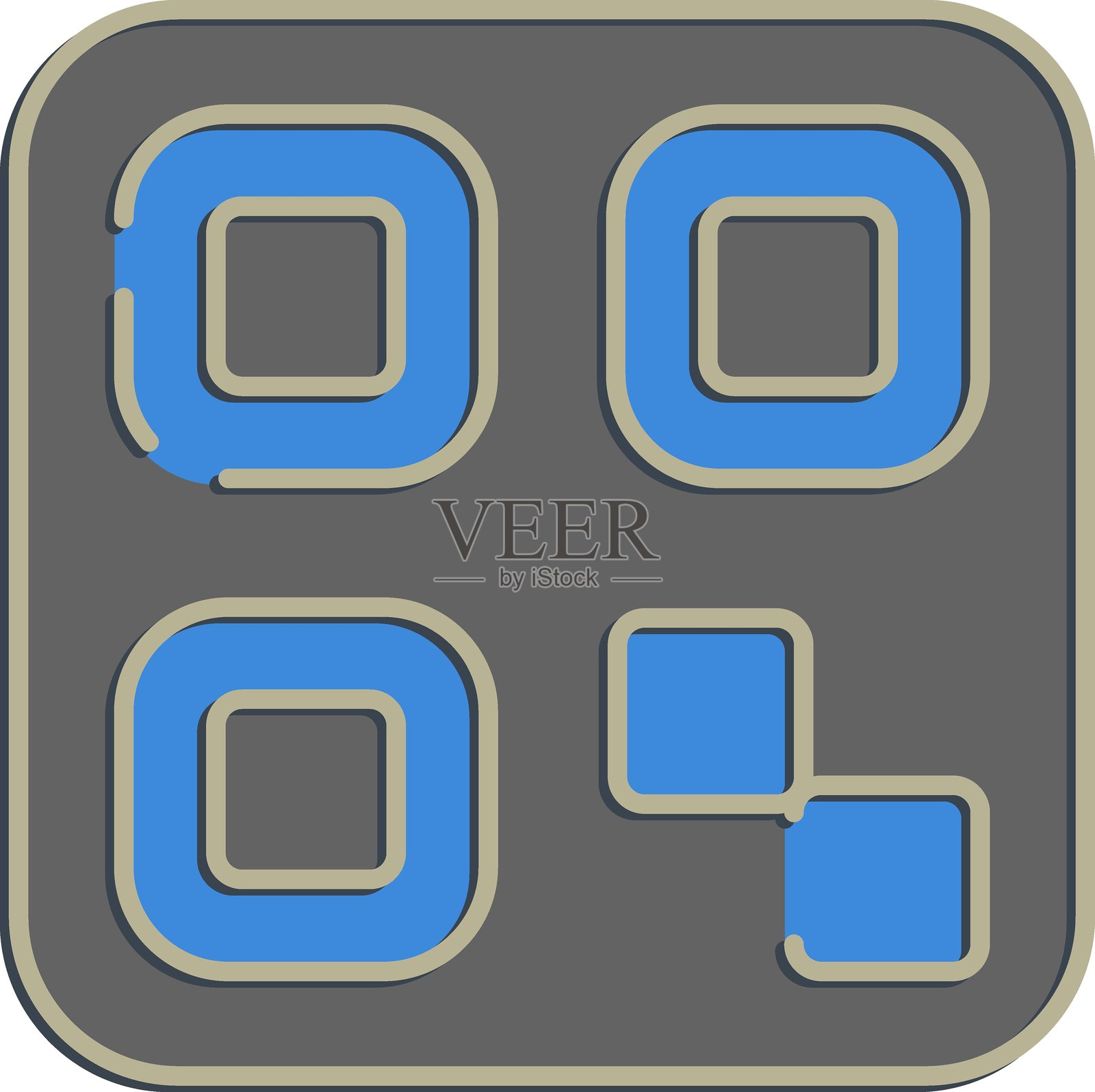 图标二维码。条形码和二维码元素。浮雕风格的图标。适合用于印刷、海报、标志、广告、信息图等。插画图片素材