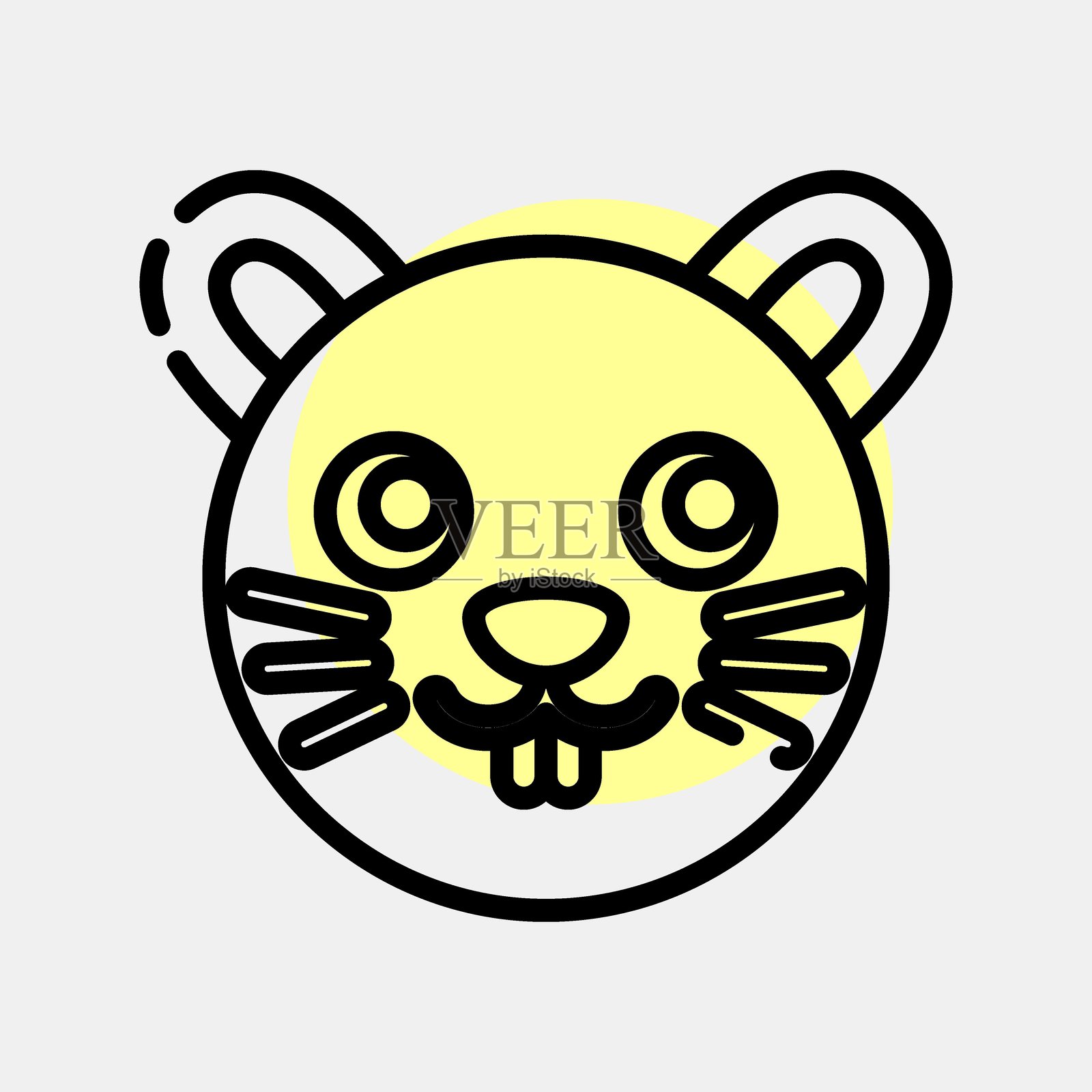 鼠脸图标。中国生肖元素。彩色斑点风格的图标。适合用于印刷、海报、标志、广告、装饰、信息图表等。插画图片素材