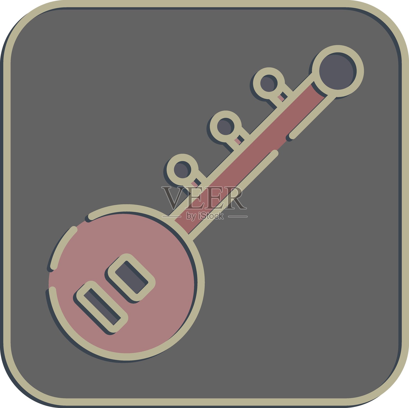 坐塔琴图标。排灯节庆祝元素。浮雕风格的图标。适合印刷、海报、标志、装饰、信息图表等。插画图片素材