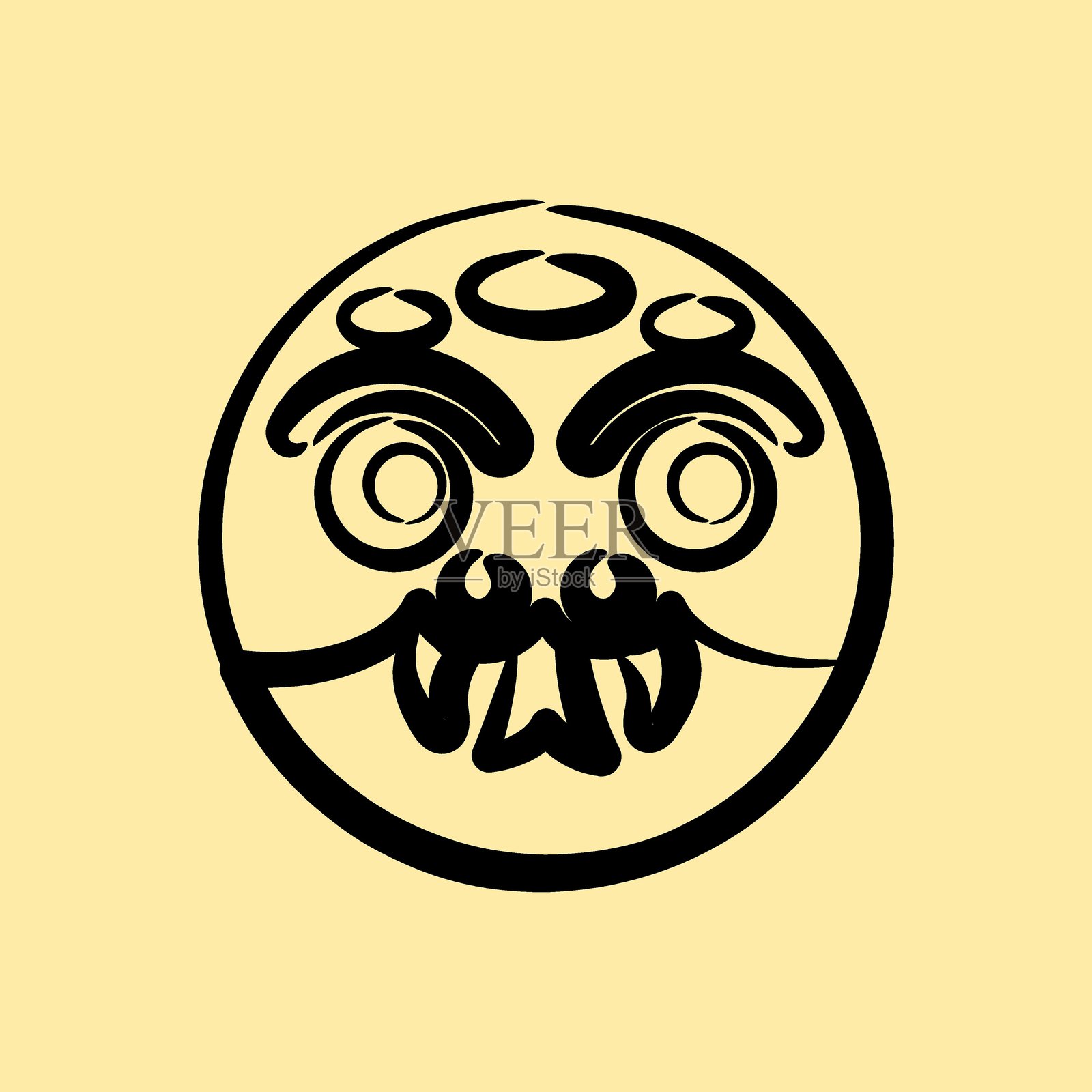 图标蛇脸。中国生肖元素。手绘风格的图标。适合印刷、海报、标志、广告、装饰、信息图等。插画图片素材