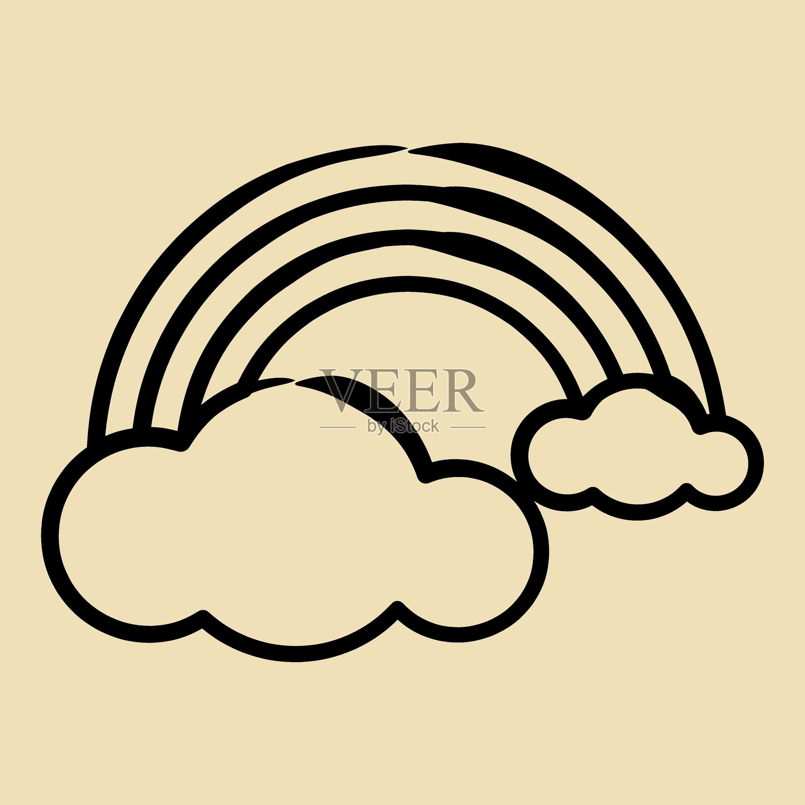 彩虹图标。天气元素符号。手绘风格的图标。适合用于印刷、网页、智能手机应用、海报、信息图表、标志、标识等。插画图片素材