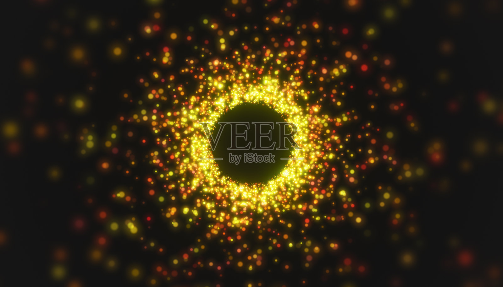 隧道中红色和黄色粒子的插图。照片摄影图片