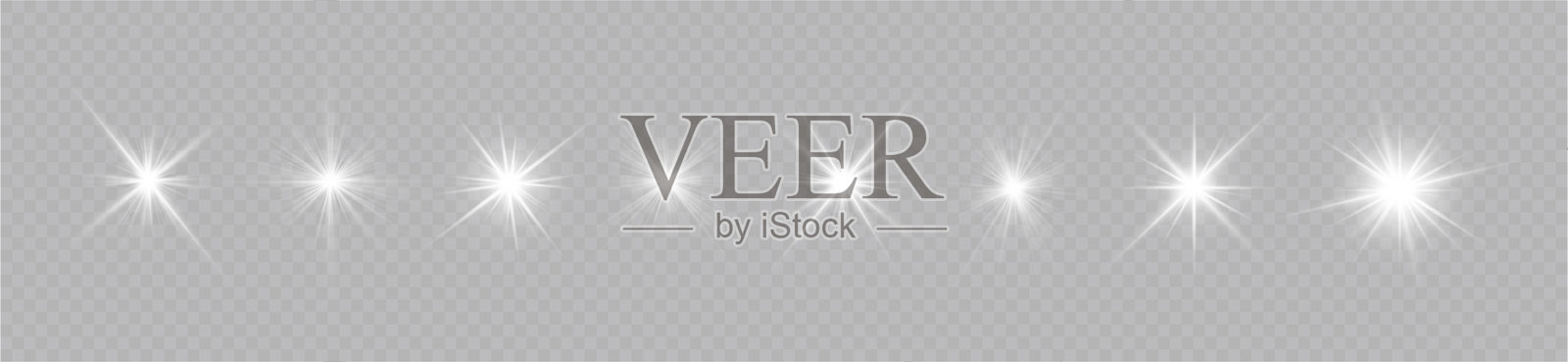 灯光闪烁，星星闪光，白色阳光射线插画图片素材