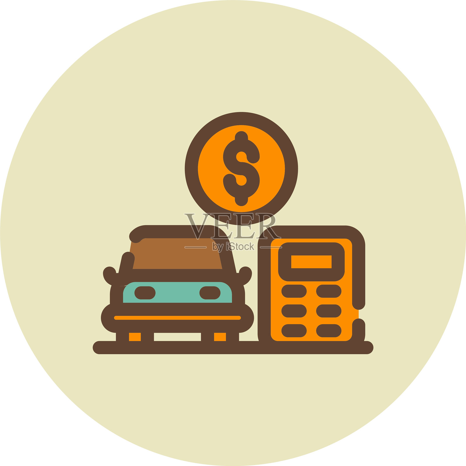 汽车贷款计算器图标插画图片素材