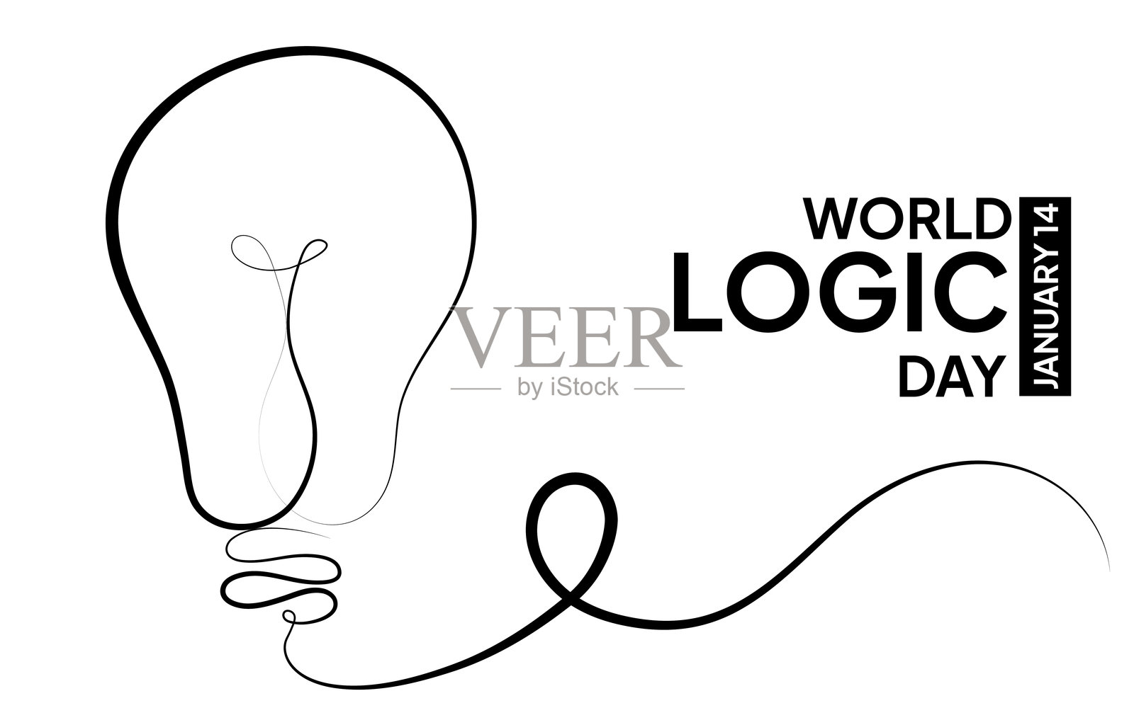 世界逻辑日。贺卡设计，海报模板。1月14日。节日概念插画图片素材