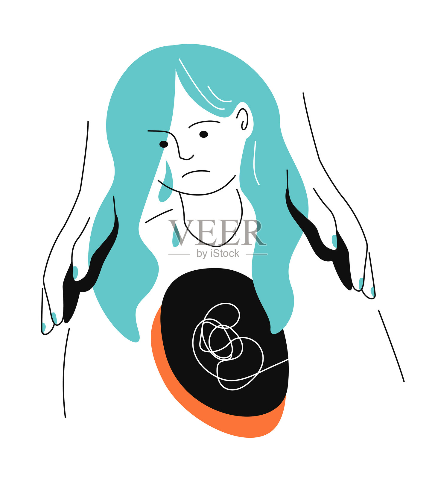 帮助抑郁症患者的彩色扁平设计风格插画插画图片素材