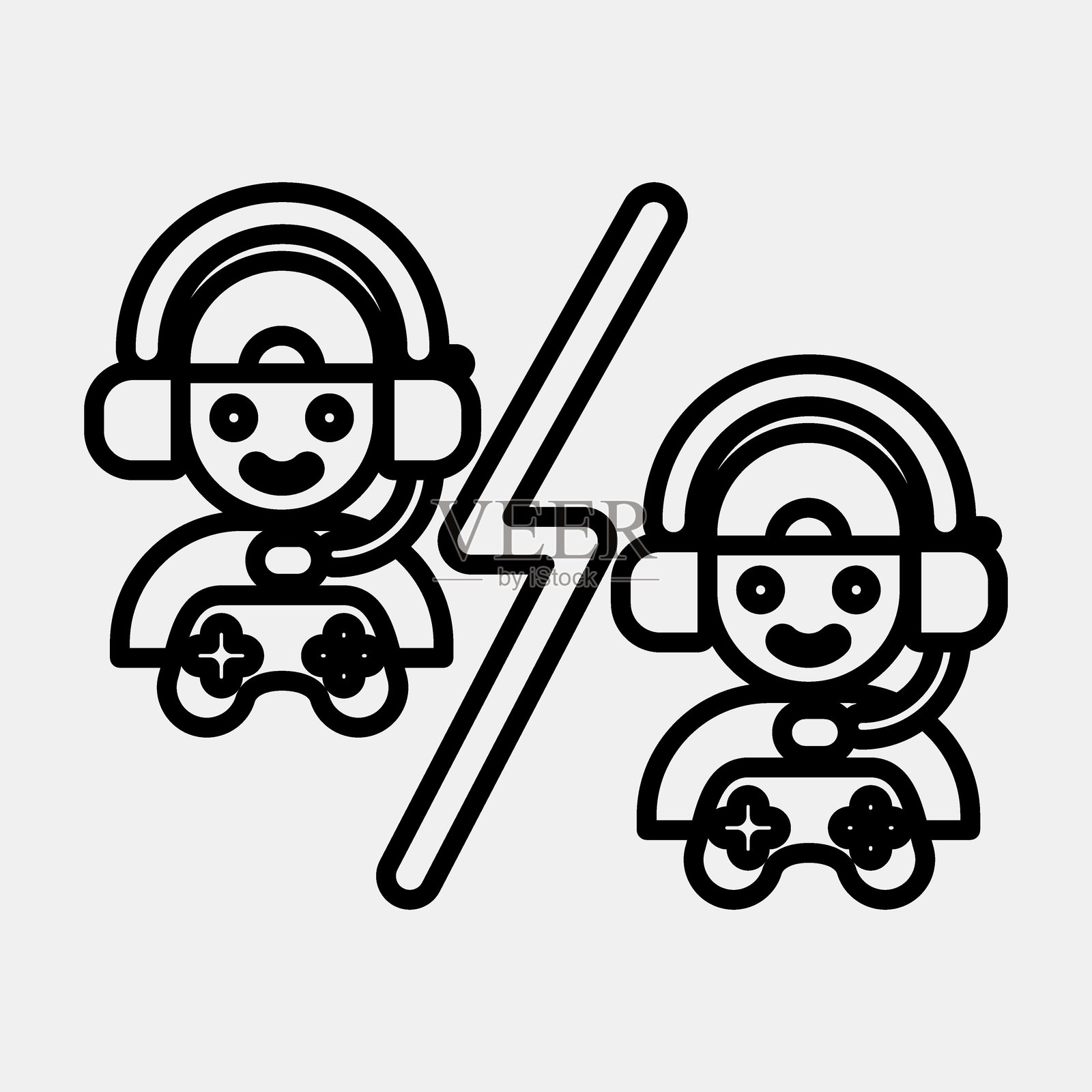 图标战斗。电子竞技游戏元素。线条风格的图标。适合用于印刷、海报、标志、广告、信息图等。插画图片素材