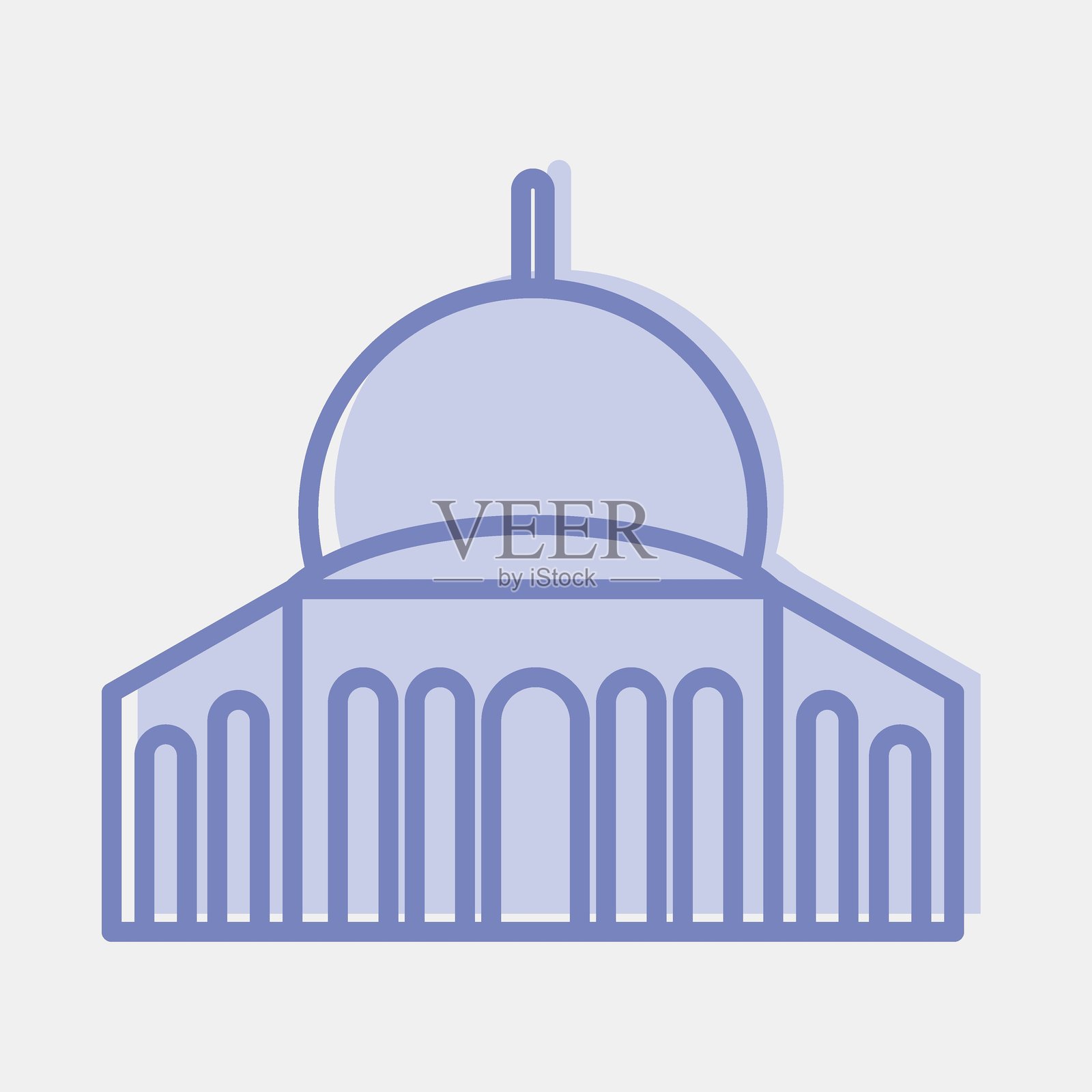 清真寺图标。巴勒斯坦元素。双色风格的图标。适合用于印刷品、海报、标志、信息图表等。插画图片素材