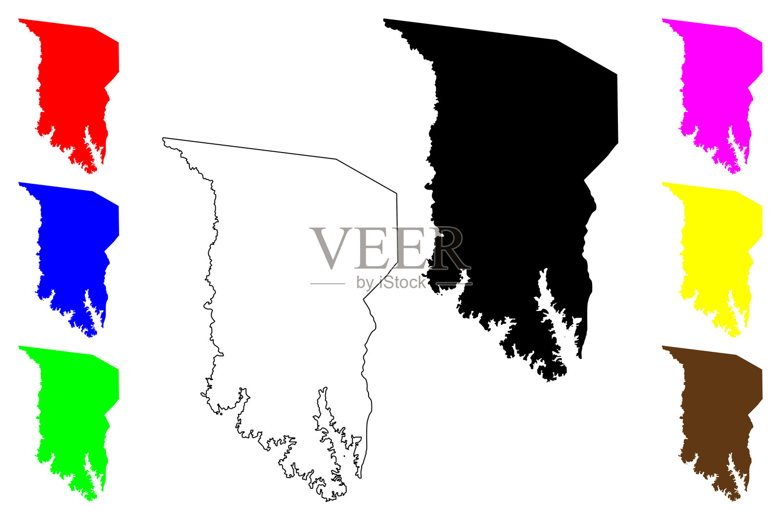 德克萨斯州圣奥古斯丁县地图矢量插图，涂鸦风格的圣奥古斯丁县地图插画图片素材