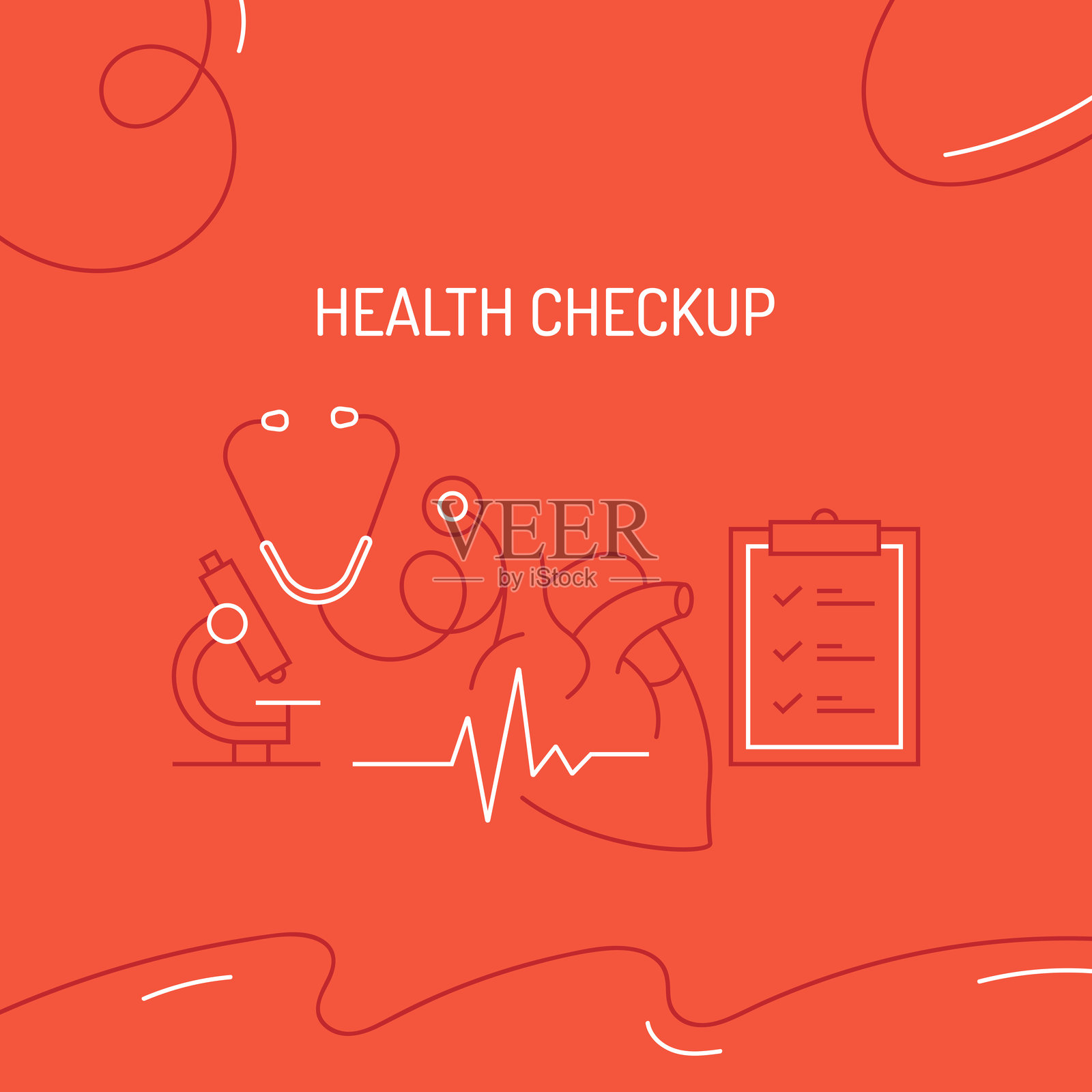 健康检查相关的概念矢量插图插画图片素材