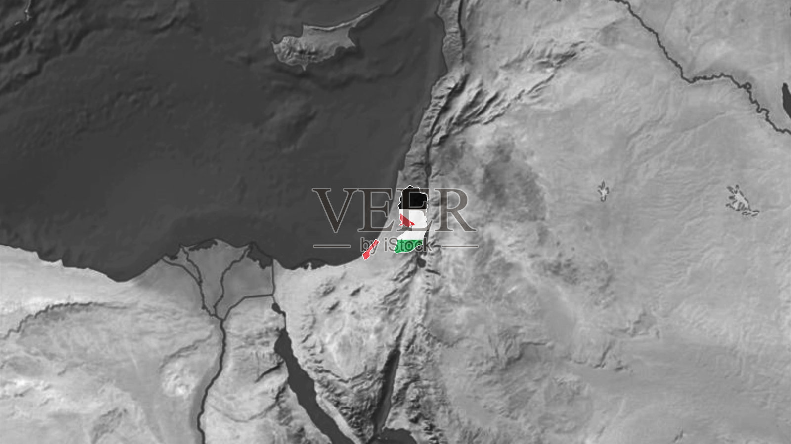 世界地图巴勒斯坦旗帜叠加照片摄影图片