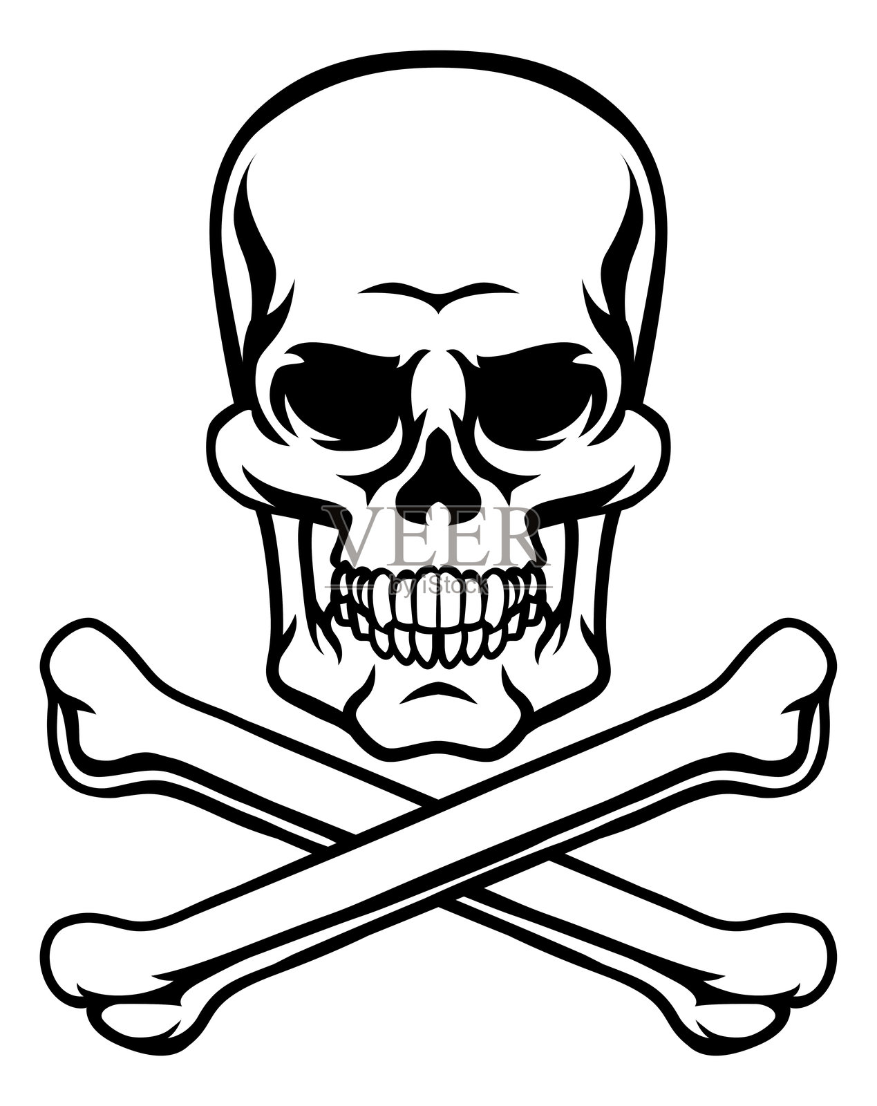 骷髅与交叉骨的海盗死神卡通形象插画图片素材